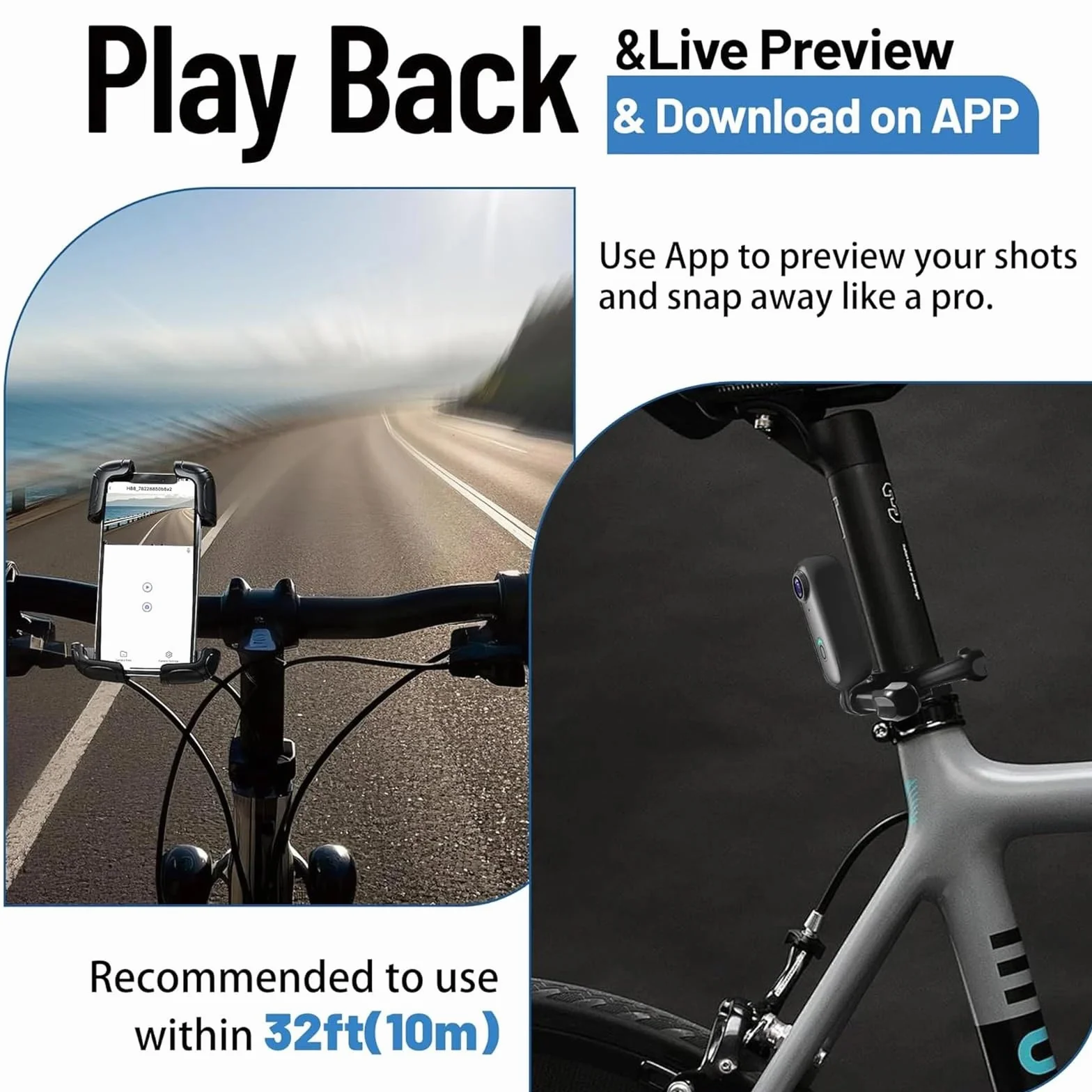 Caméra Sport 1080P WiFi Étanche Aimanté Mini Action Cam Portable avec Clip 360° Angle 120° Enregistrement en Boucle pour Moto Casque Velo