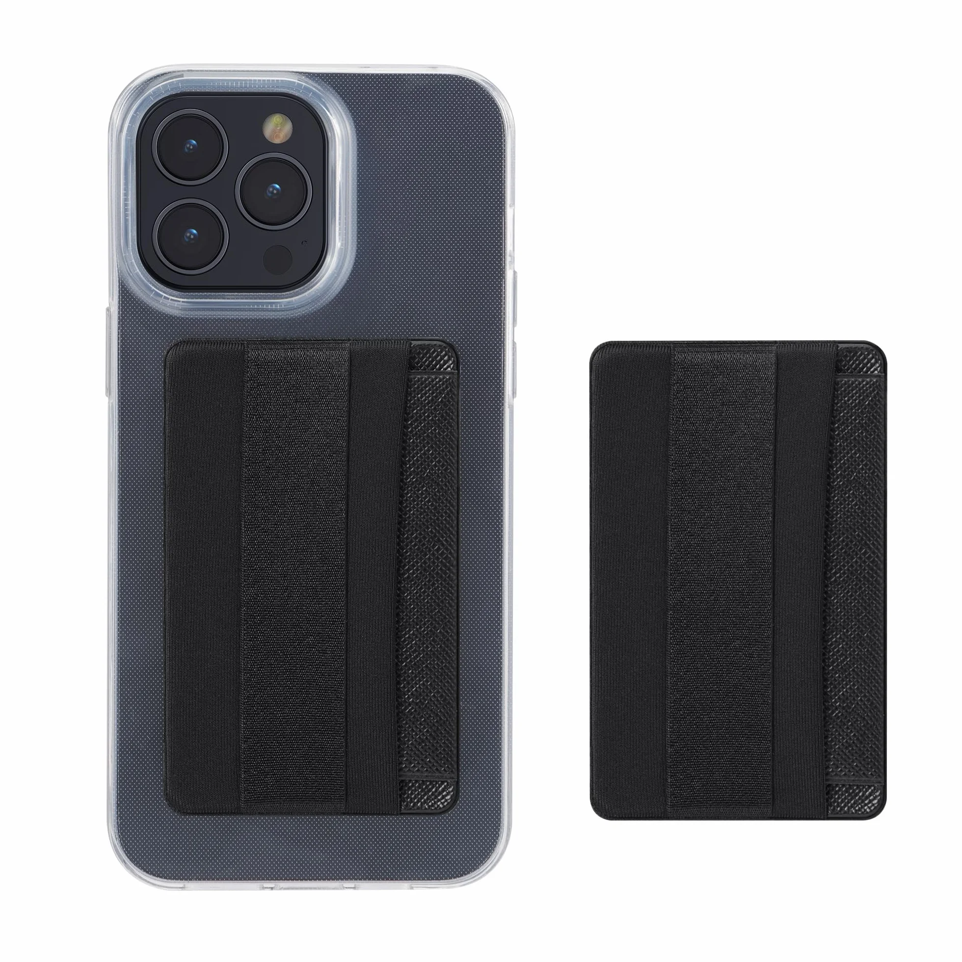 kwmobile Porte-Carte autoadhésif Smartphone 2X Pochette autocollante Tissue 4 Cartes Support Main Noir