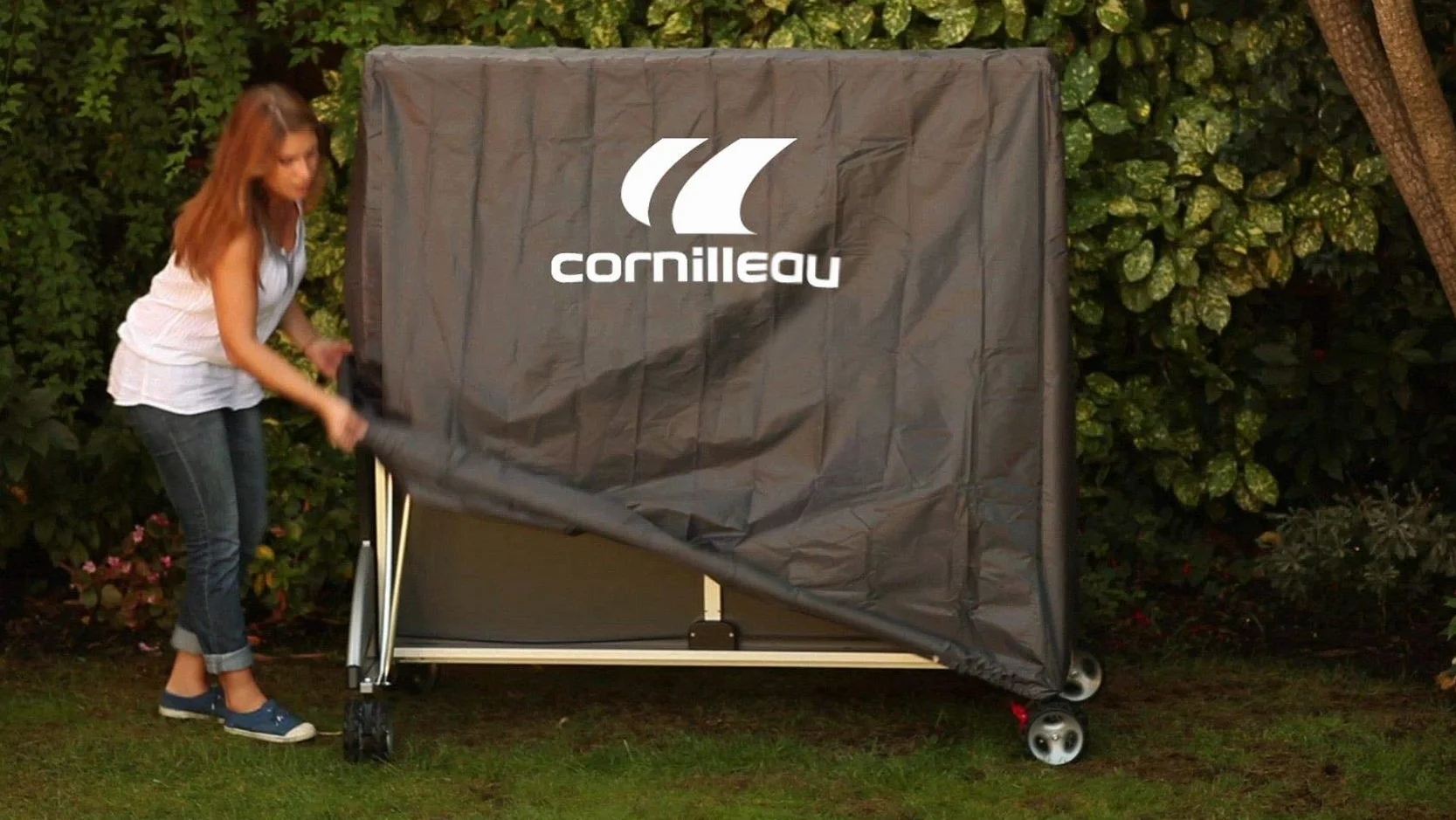 Cornilleau Housse de Protection Table de Ping-Pong Premium Ultrarésistante Imperméable Gris