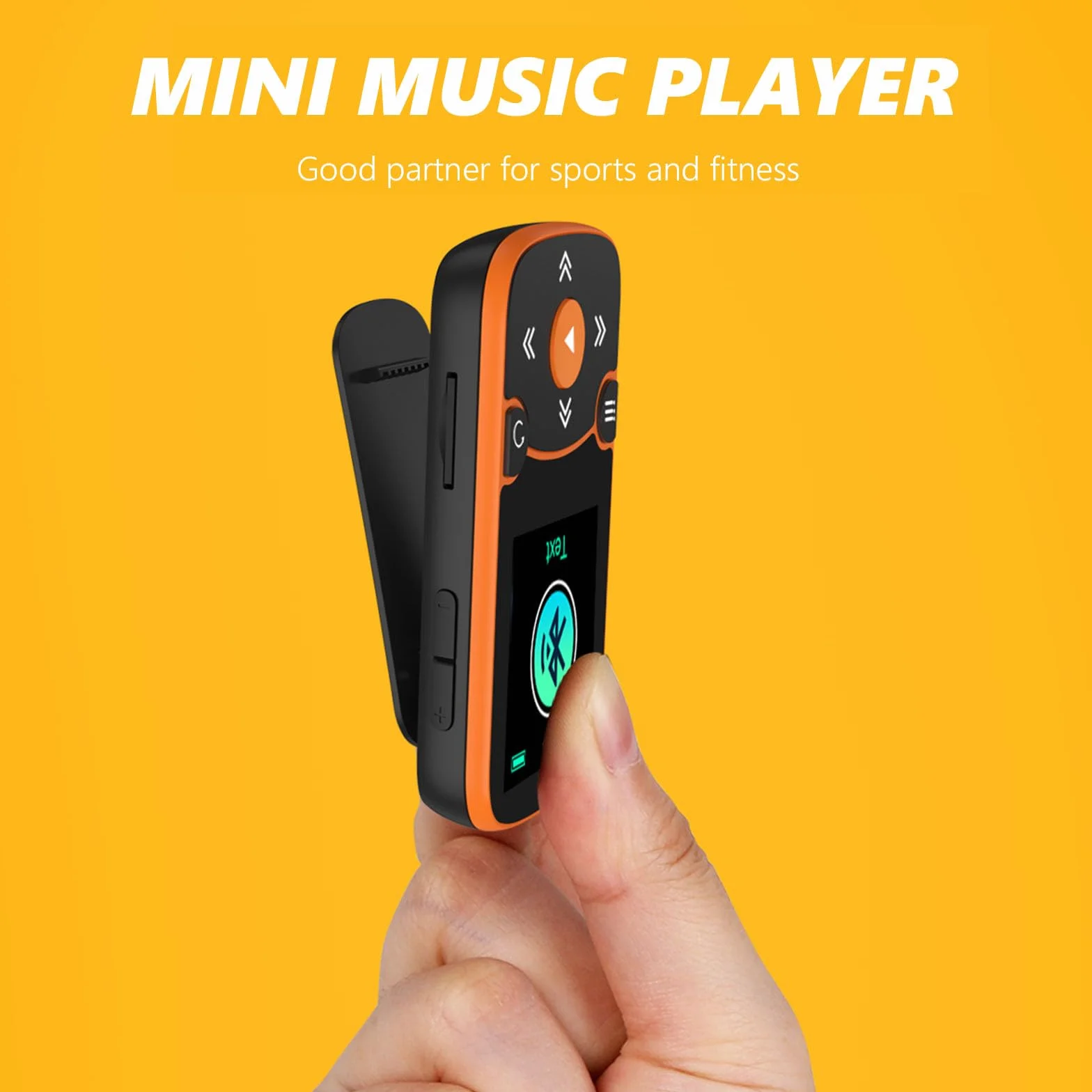 AGPTEK MP3 Bluetooth 5.3 64Go Lecteur Baladeur Sport Portable HiFi avec Clip Radio FM Orange