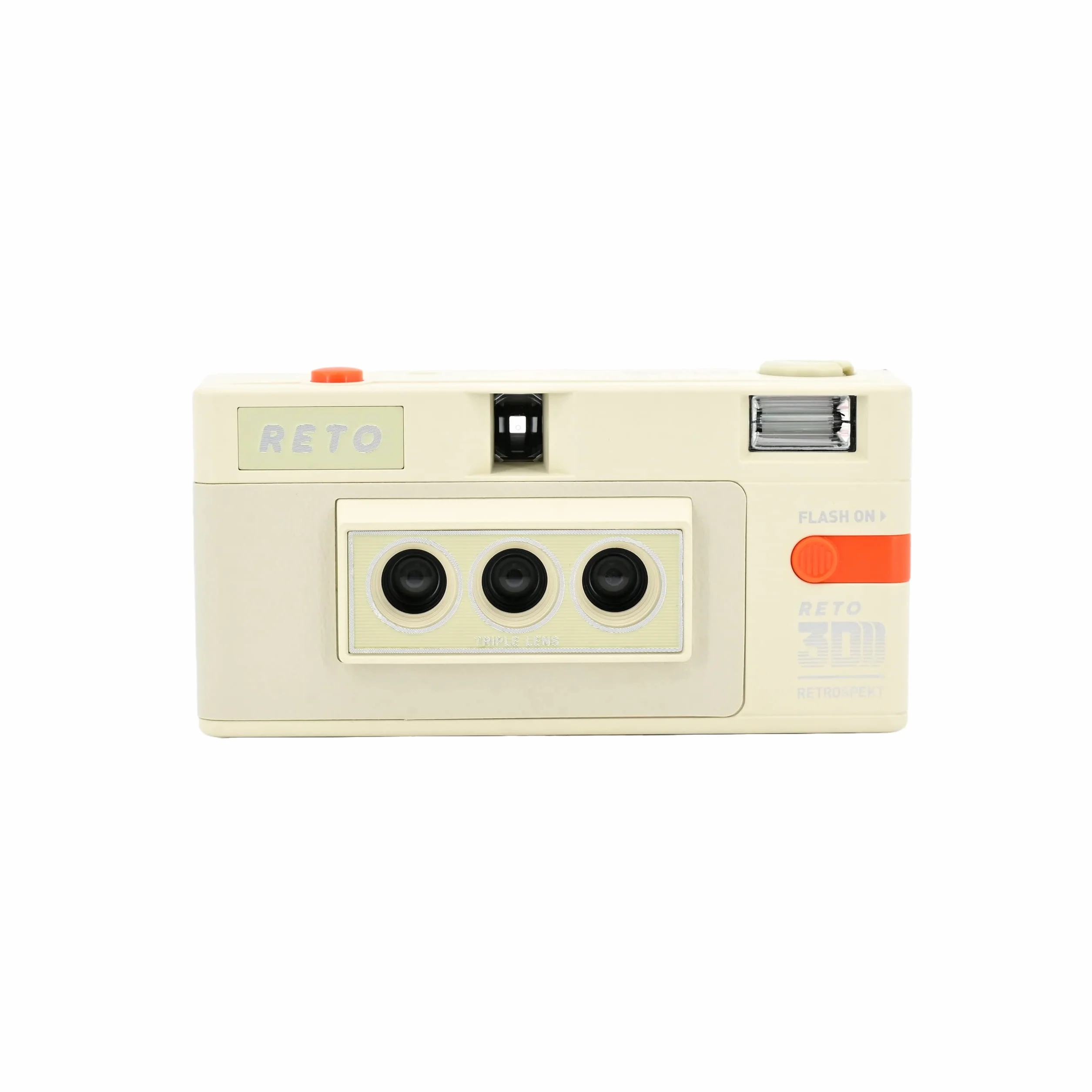 RETO Reto3D 35mm 3D Film Camera - Retro Lenticular 3D Effect Boomerang Wigglegram Camera (White Retrospect Edition)