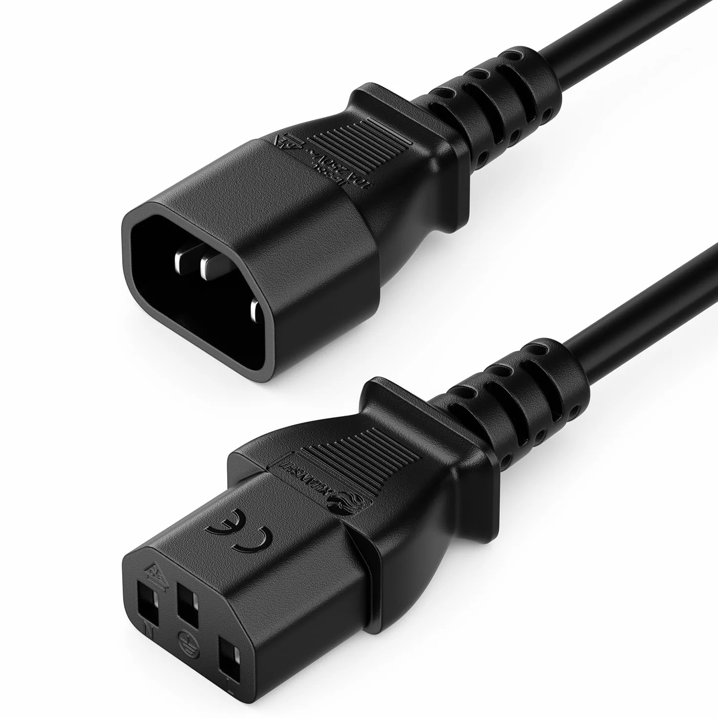 deleyCON 10m Extension de Câble de Réfrigérateur - IEC C13 à C14 - Câbles d'alimentation Rallonge de Courant - Connecteur Droit C13 sur Prise C14 - PC Moniteur Beamer Imprimante - Noir
