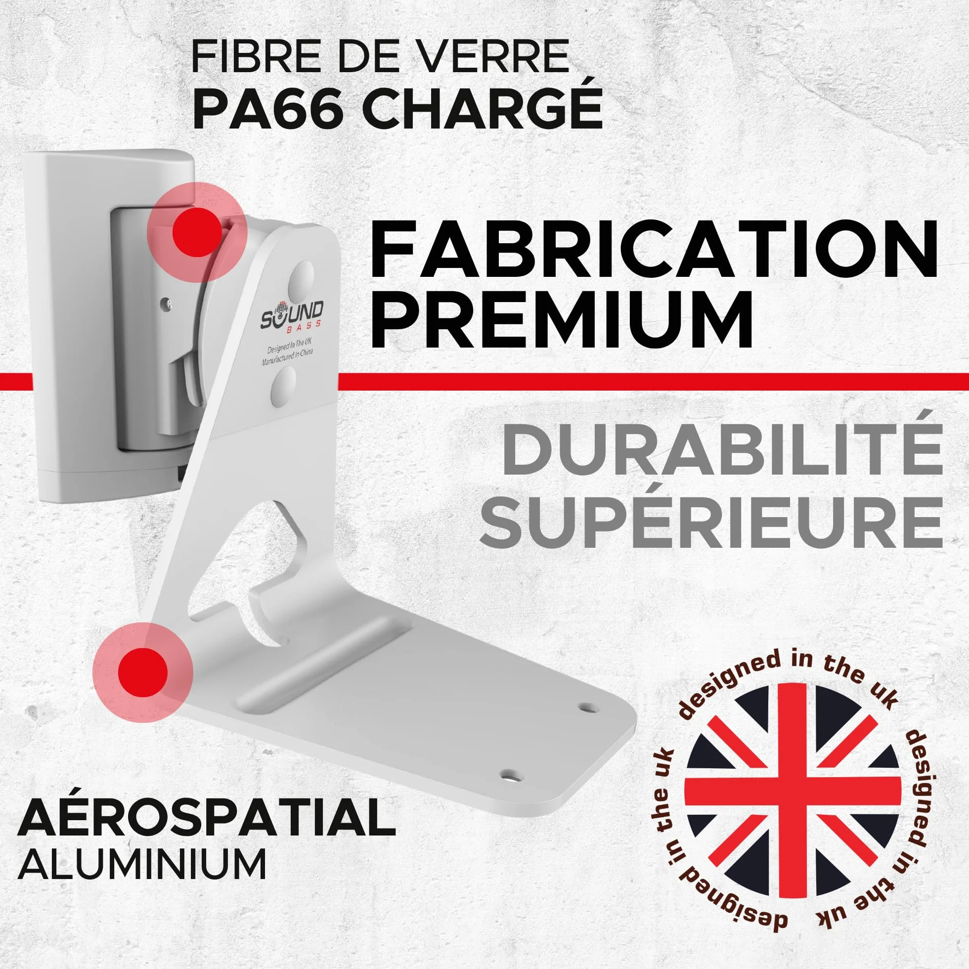 Sound Bass ERA300 Support Mural, Inclinable et Pivotant, Blanc, Simple (1 pièce), Compatible avec Sonos ERA 300, Installation Facile, Kit de Fixation Inclus