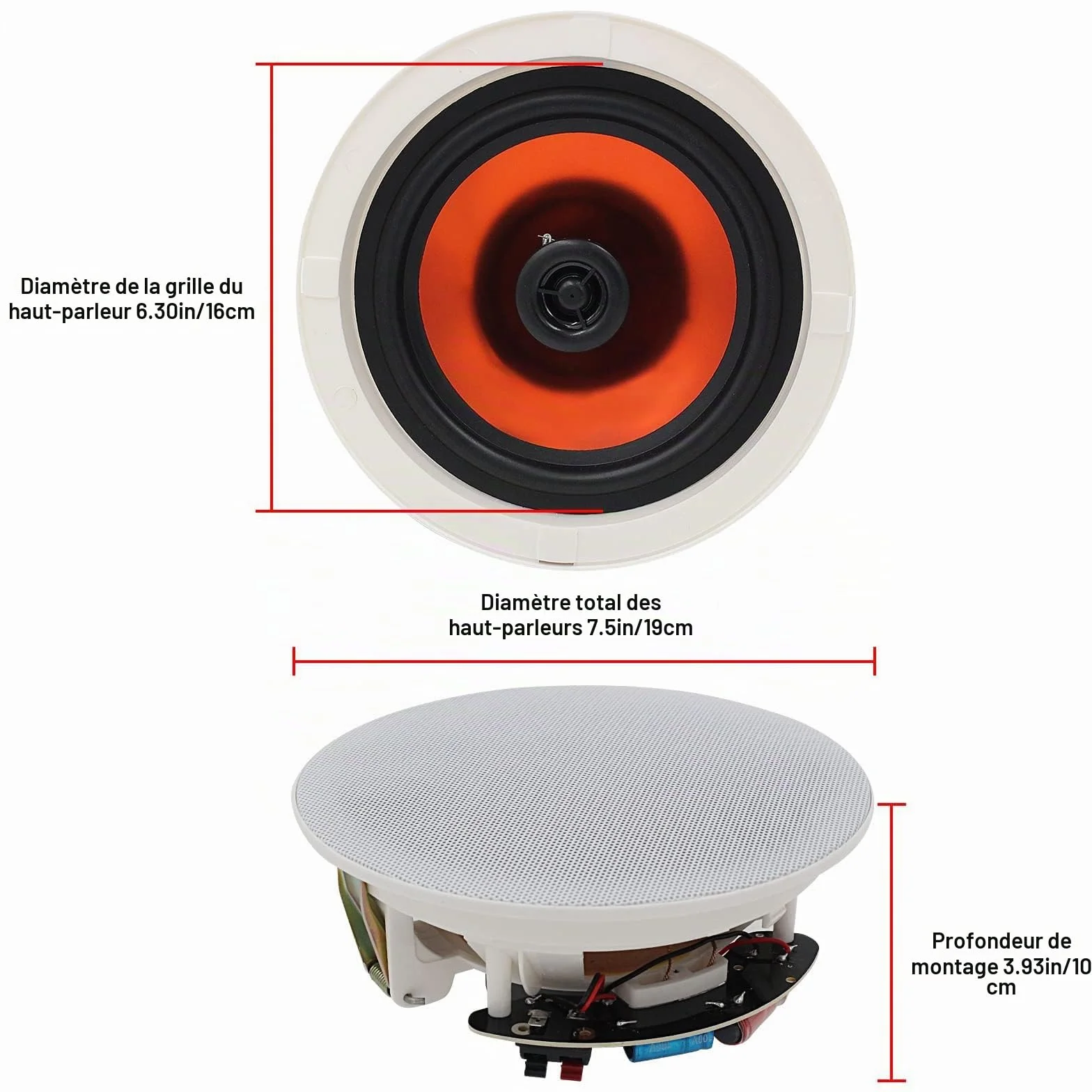 Herdio Enceintes Plafond Bluetooth 600 Watts 6,5 Pouces 4 Haut-parleurs