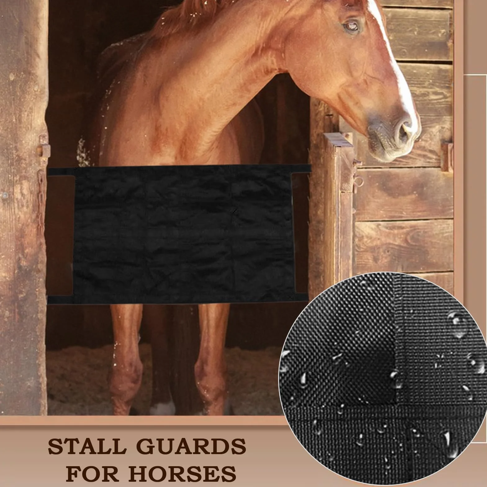 Porte de Box pour Chevaux avec Sangles Réglables - Protection pour Écuries Centres Équestres