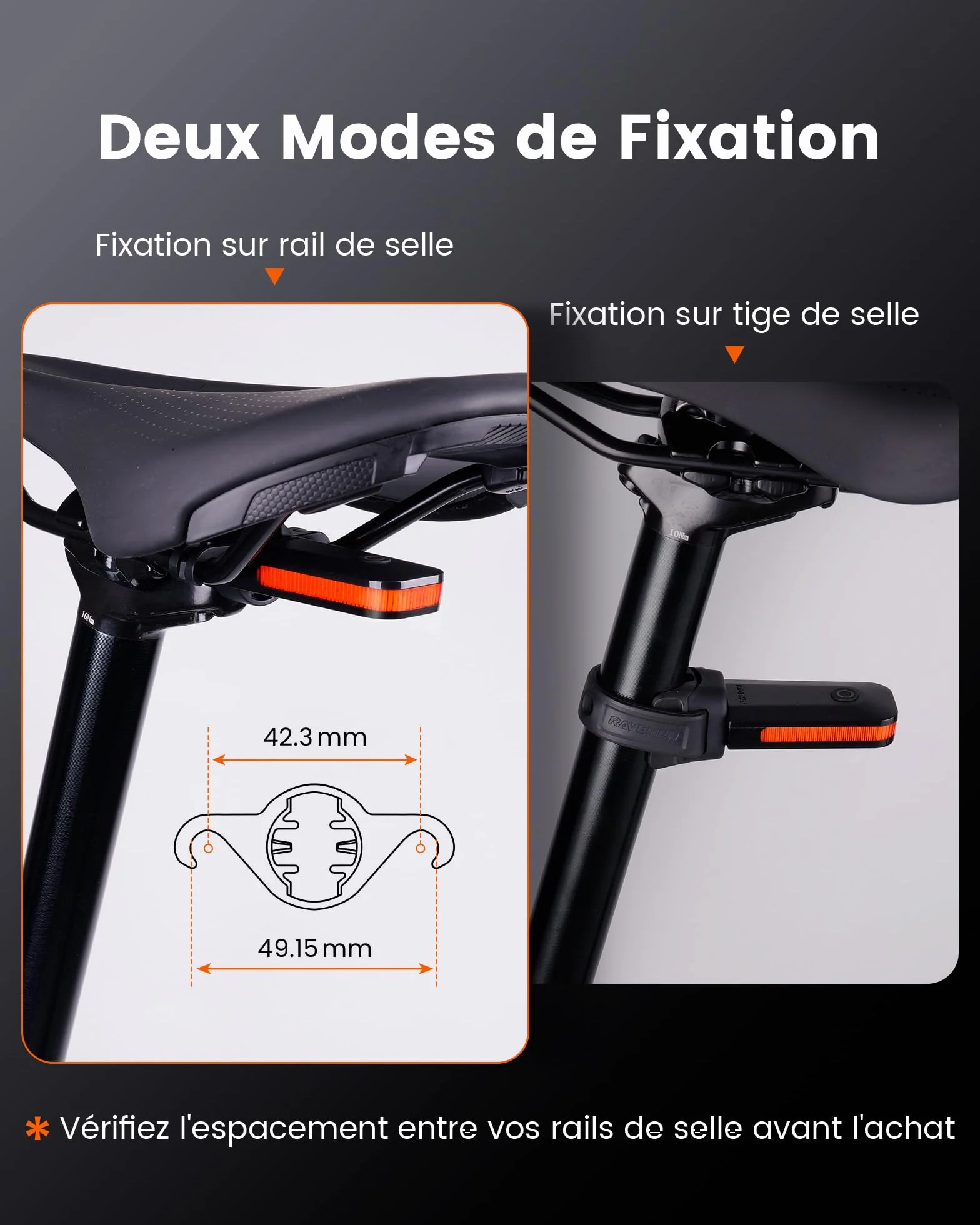 RAVEMEN CL01 Feu Arrière de Vélo 30 Lumens Grand Angle 300° USB C Détection de Freinage
