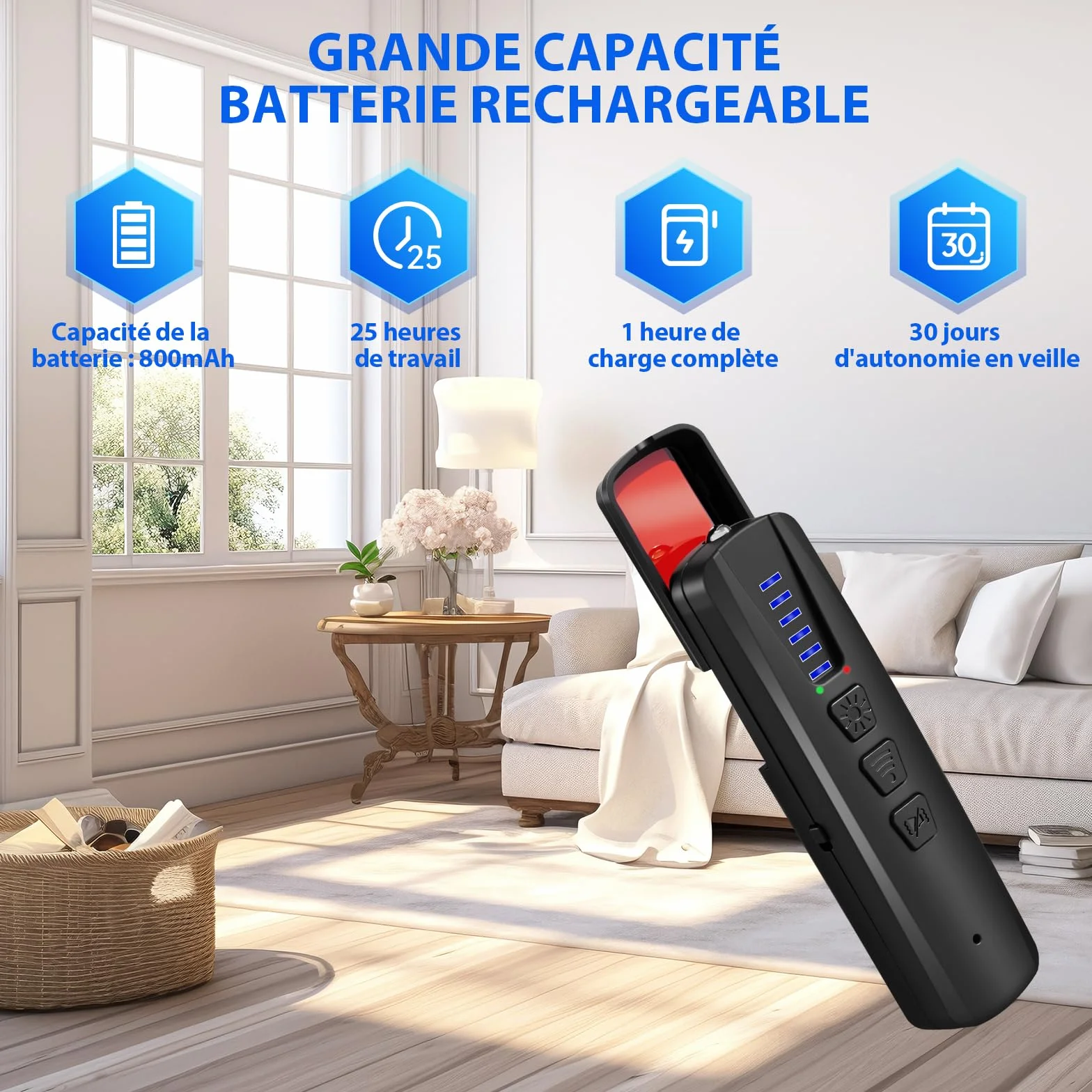 Detecteur de Camera et Micro Espion, Detecteur de Traceur GPS Voiture, Détecteur de Caméra Espion WiFi et Scanner RF pour Hôtel, Salle de Bains, Voiture, Bureau et Voyage