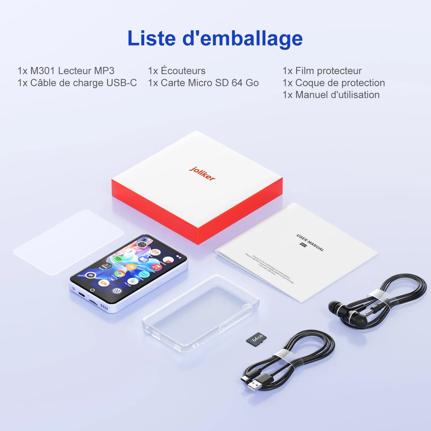 Joliker Lecteur MP3 80Go WiFi Bluetooth 4.02 Pouces Touchscreen MP4 avec Haut-parleurs Caméra 13MP Android Spotify Deezer
