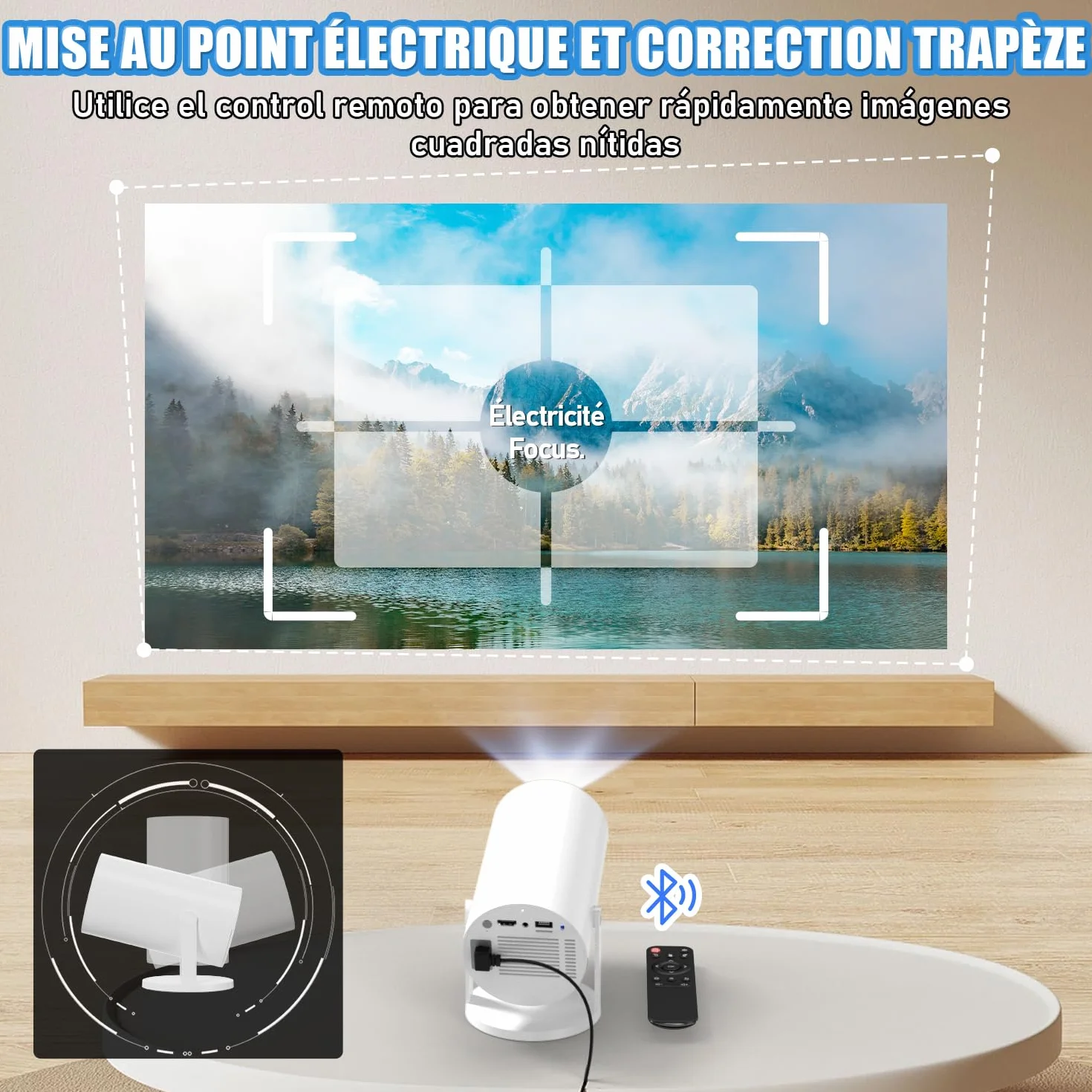 Mini projecteur portable Android 11 4K Ultra HD Smart 150" 5G WiFi6 BT5.4 rotatif 180° projecteur de film extérieur