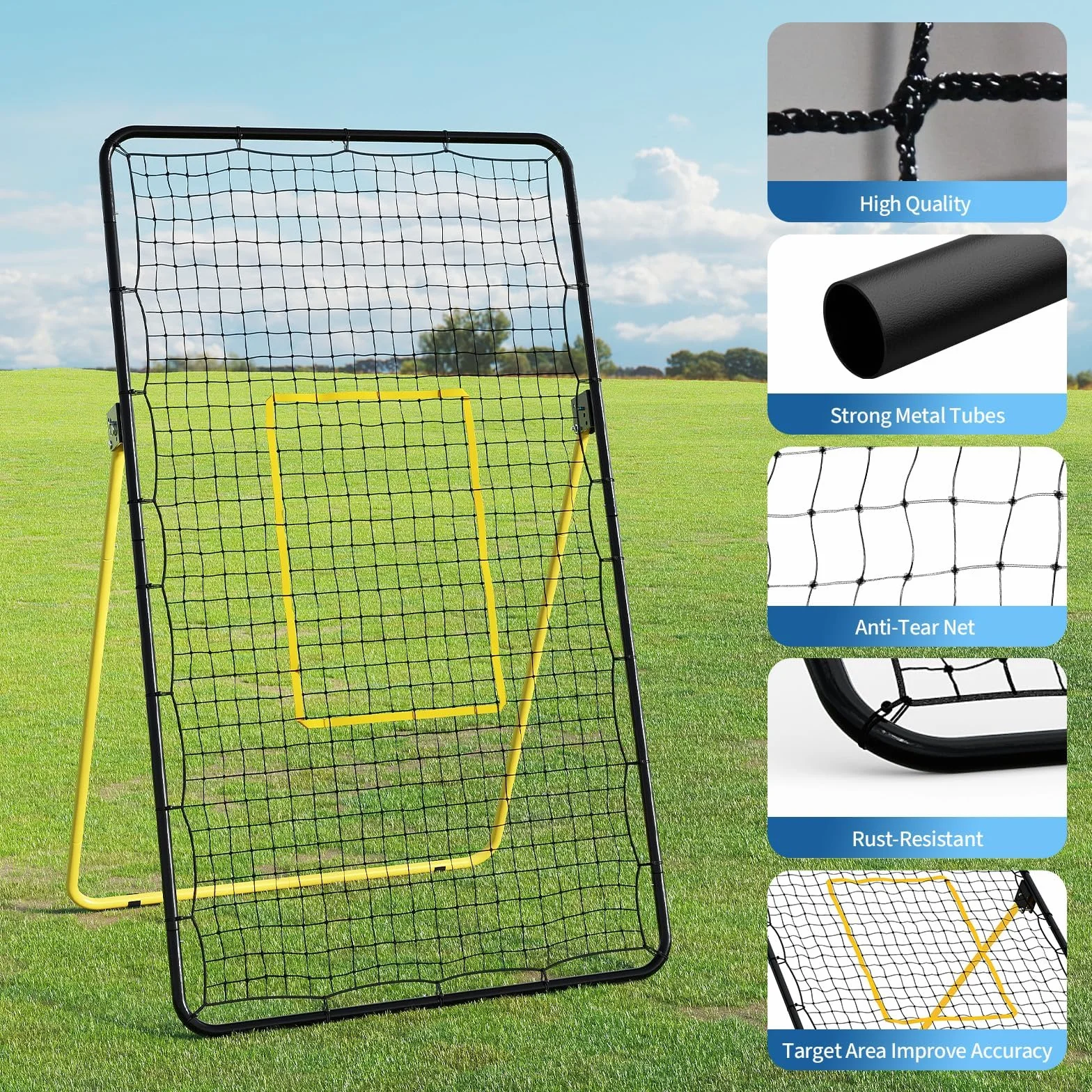 Filet de Volleyball 2.1x1.2m Cadre en Acier Filet PE Réglable Pliable Extérieur Intérieur