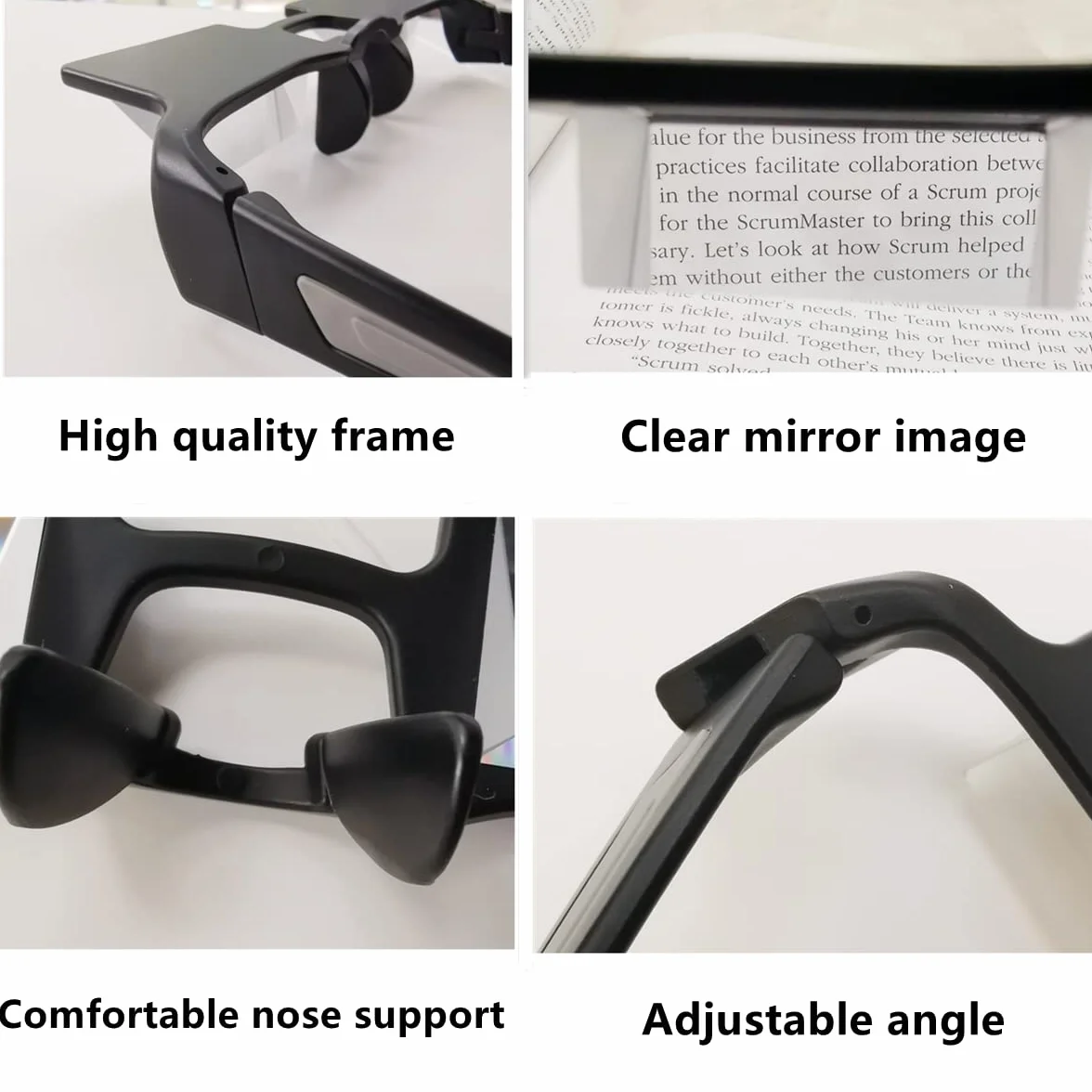 CHANGAR Lunettes à prisme légères Lunettes paresseuses pour lit Lunettes à miroir légères Lunettes de lecture horizontales allongées Vision à 90° Lunettes à prisme pour s'allonger Lire et regarder la