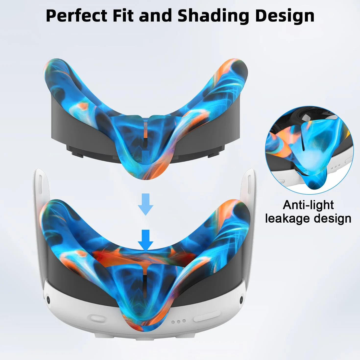 Étui en silicone VR pour Meta/Oculus Quest 3, ensemble d'accessoires avec housse en cuir pour manette, coque, couvre-visage et couvercle d'objectif (bleu)