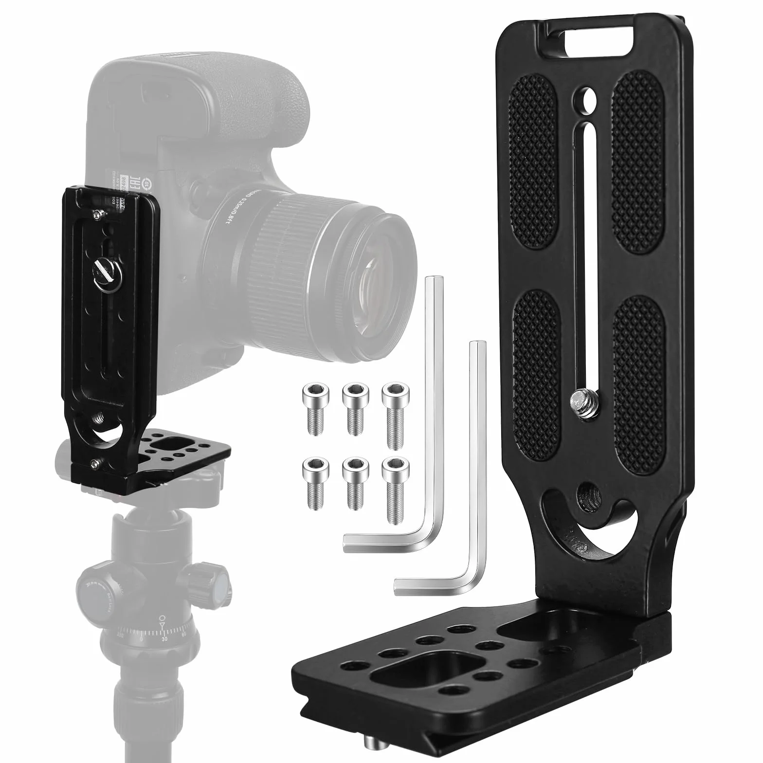 Support en L pour appareil photo reflex numérique Arca Swiss à dégagement rapide, support horizontal vertical pour trépied d'appareil photo avec vis de 6,35 mm, compatible avec les trépieds DJI Canon