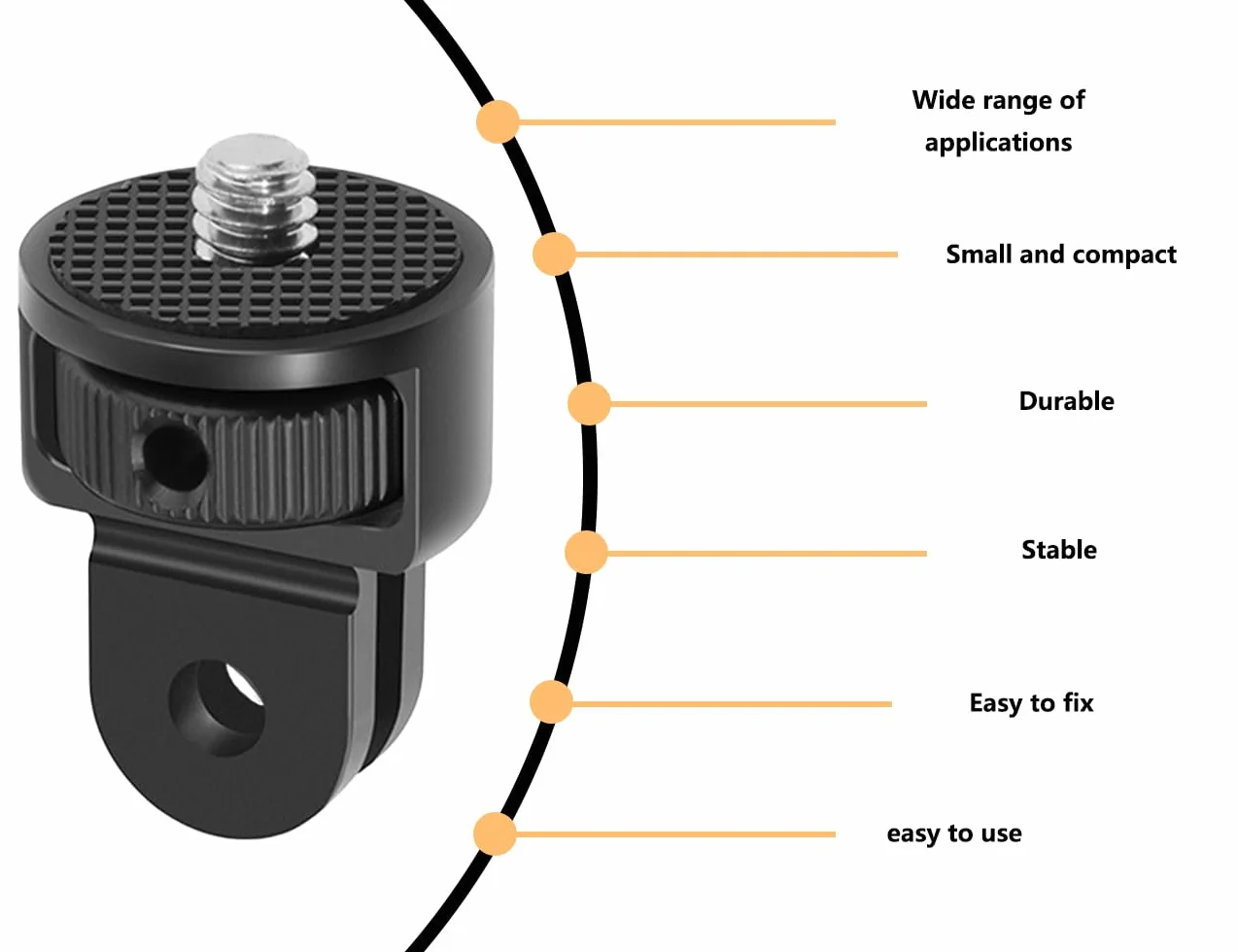 KAPSING 1/4 inch Rotation 360° Tripod Mount Thread Adapter Camera Accessories Compatible with Gopro Helmet Mount Motorcycle Compatible with Insta 360 x2 x3 and Other Action Cameras