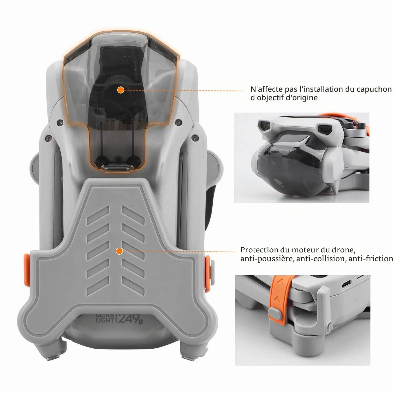 Porte-hélice Mini 3 / Mini 3 Pro, protège-sangle pour stabilisateur de la série DJI Mini 3 Accessoires pour drone RC (Orange)
