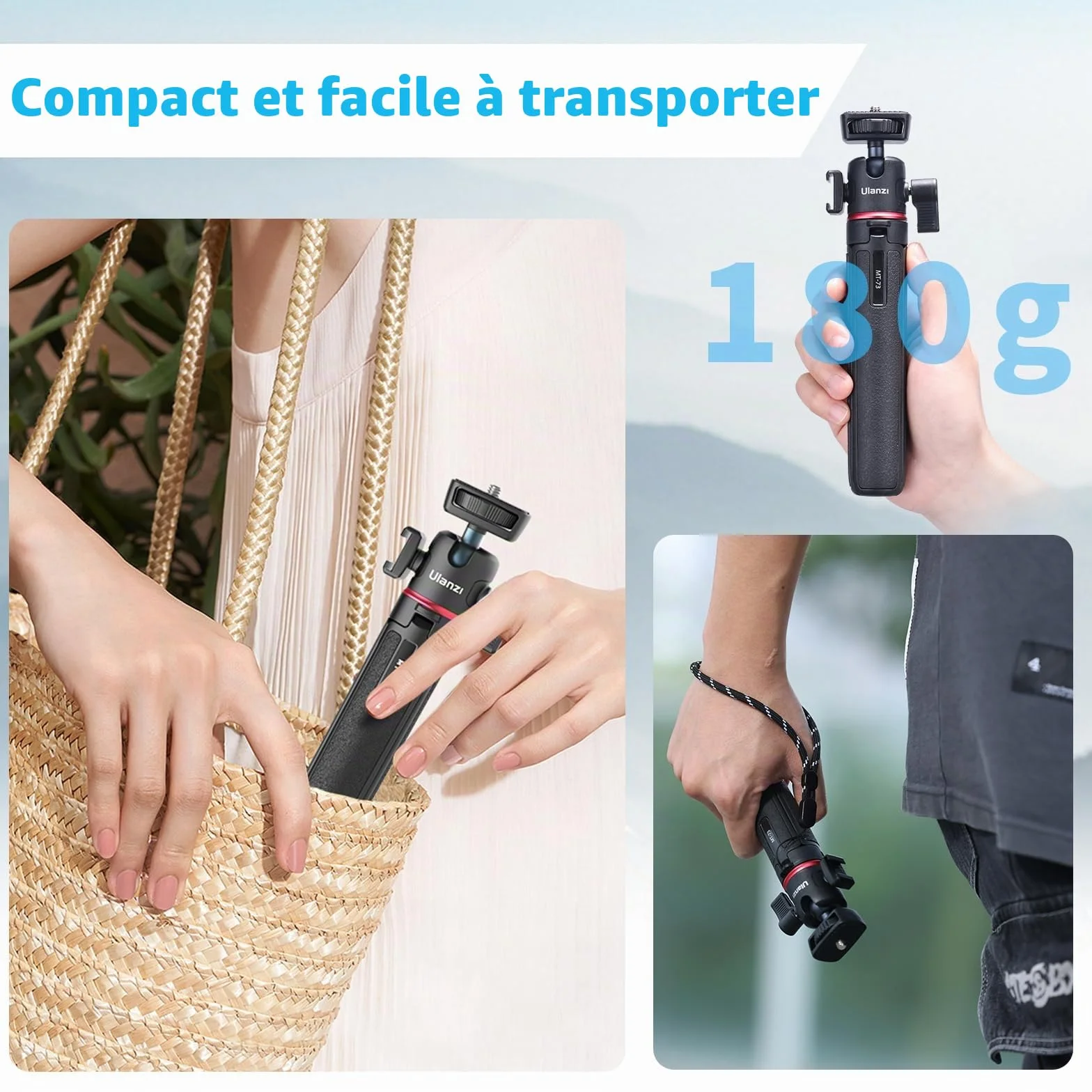 ULANZI MT-73 Mini Trépied pour Appareil Photo 54cm/21.6in, Petit Trépied de Voyage avec Vis 1/4'', Compatible avec Compact Cameras