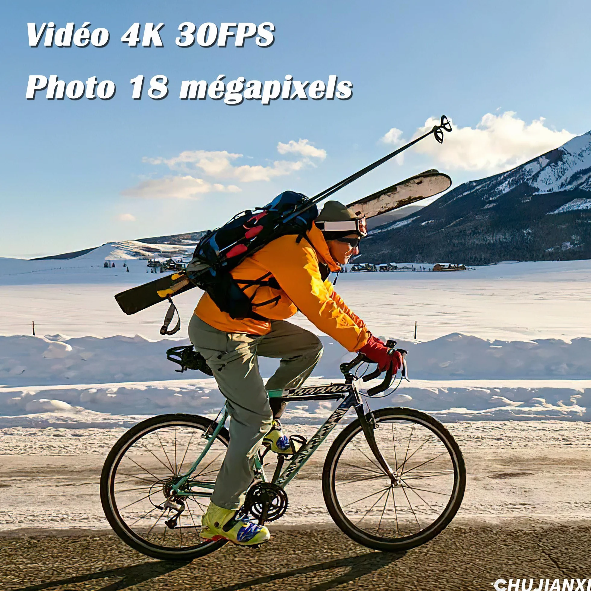 Lunettes avec Caméra 4K, Innovantes High-Tech Lunettes Camera de Sport pour l'extérieur, Lunettes de Soleil Vidéo avec Protection UV400, Support Photo/Vidéo, Opération à une Touche
