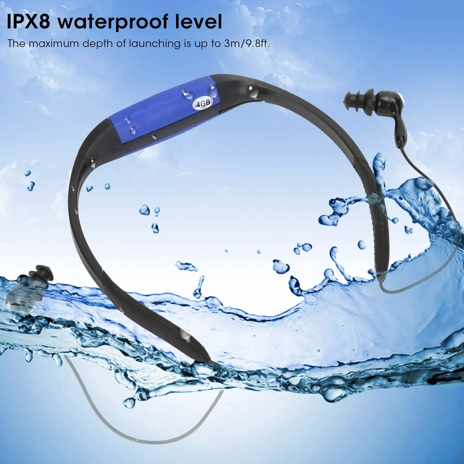 Mumisuto Lecteur MP3 Étanche IPX8 Casque Natation Radio FM Sports Nautiques