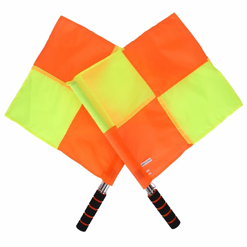 Lot de 2 drapeaux d'arbitre avec sac de rangement football hockey