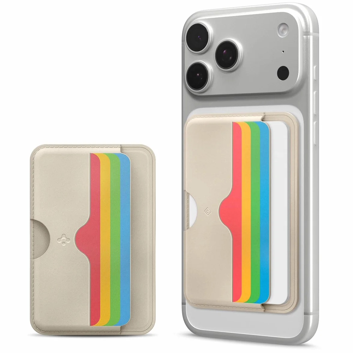 Caseology by Spigen Folder Pop Magsafe Porte-Cartes magnétique Silicone antidérapant Compatible iPhone 17/16/15/14/13/12 Series Arc-en-Ciel