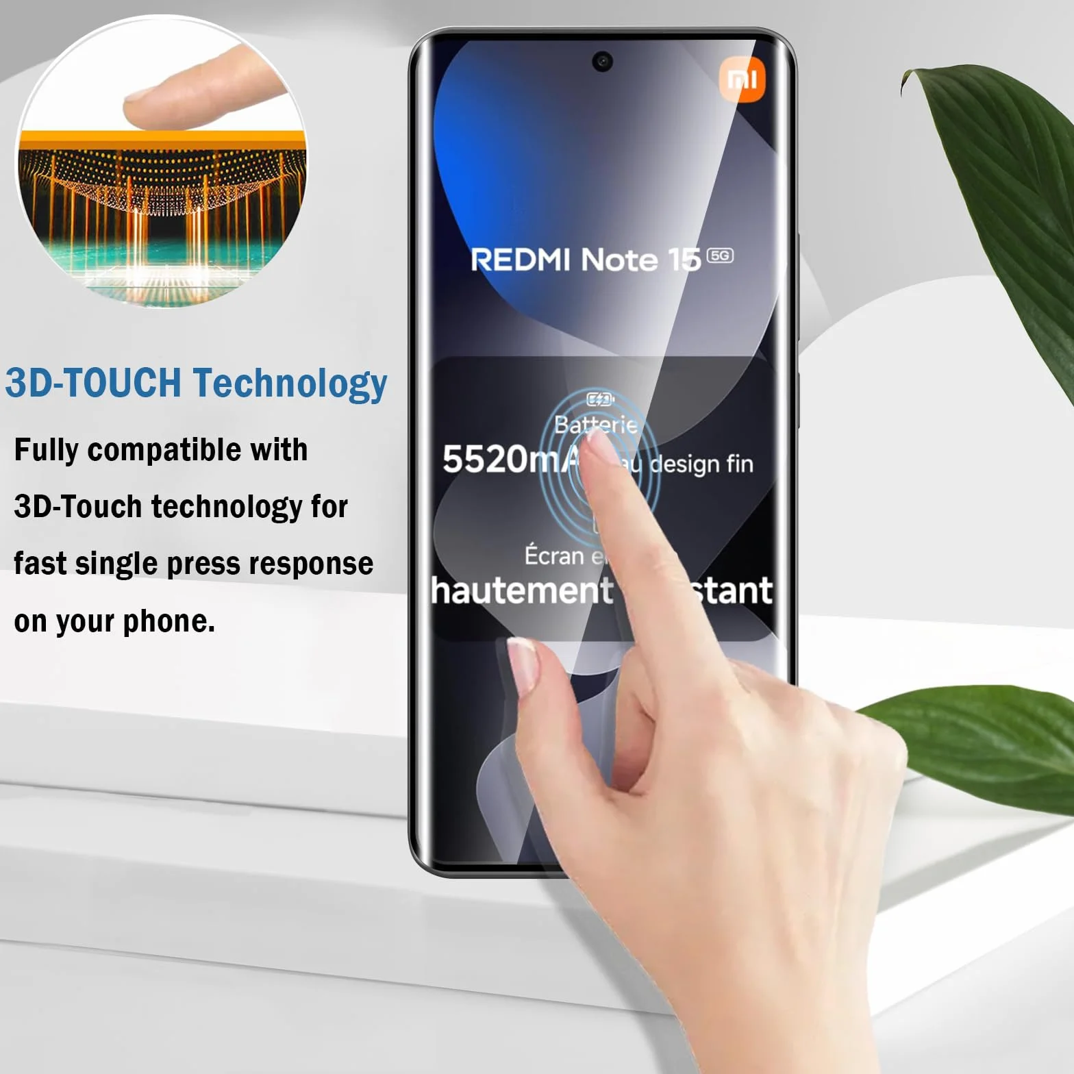 3D Verre Trempé pour Xiaomi Redmi Note 15 5G, 2+2 Pièces Protection d'écran avec Caméra Arrière Protecteur Sans Bulles Anti-Rayures HD Transparent Facile à Installer