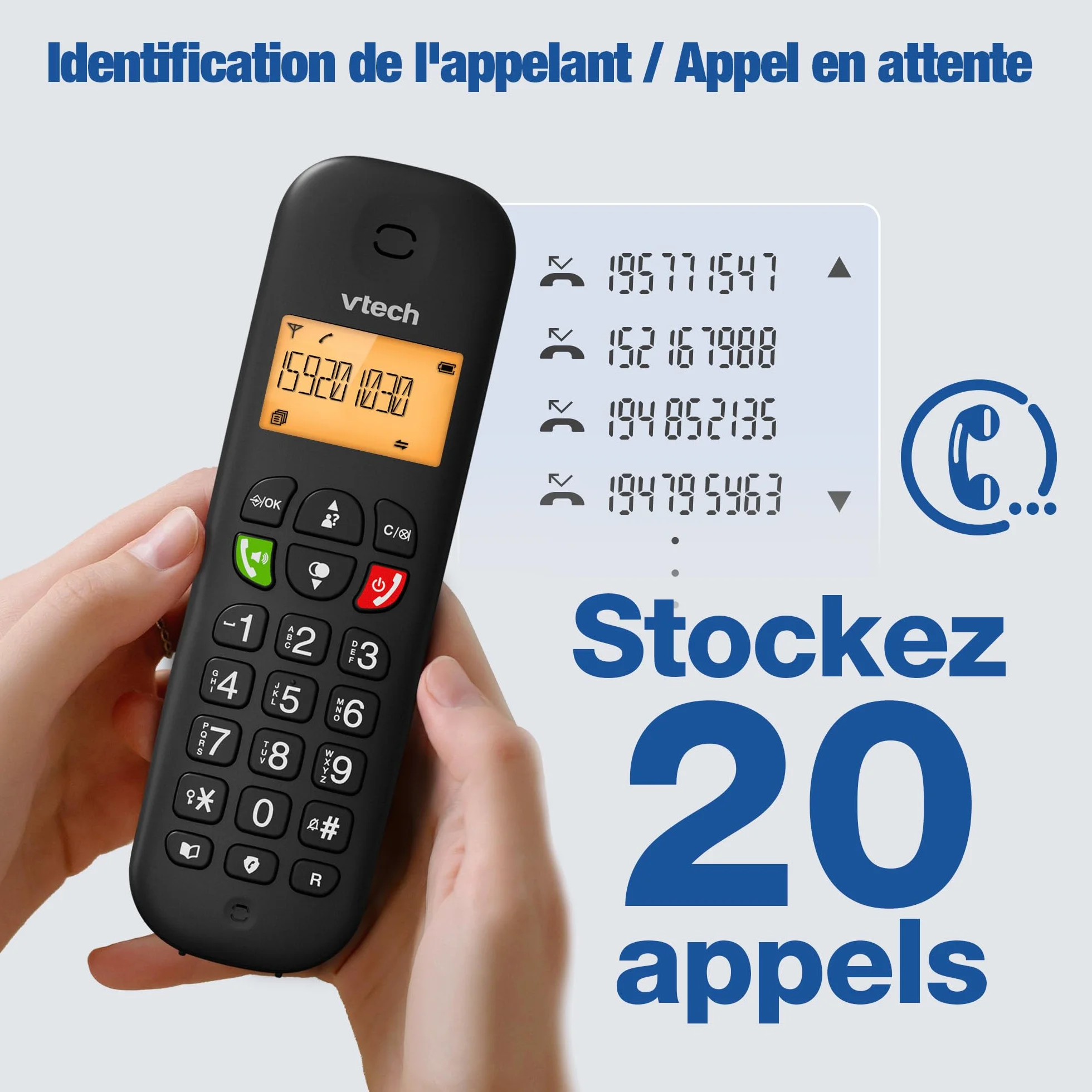 VTech CS901 Téléphone sans Fil DECT 2 combinés, Blocage d’appels, Identification, Haut-Parleur