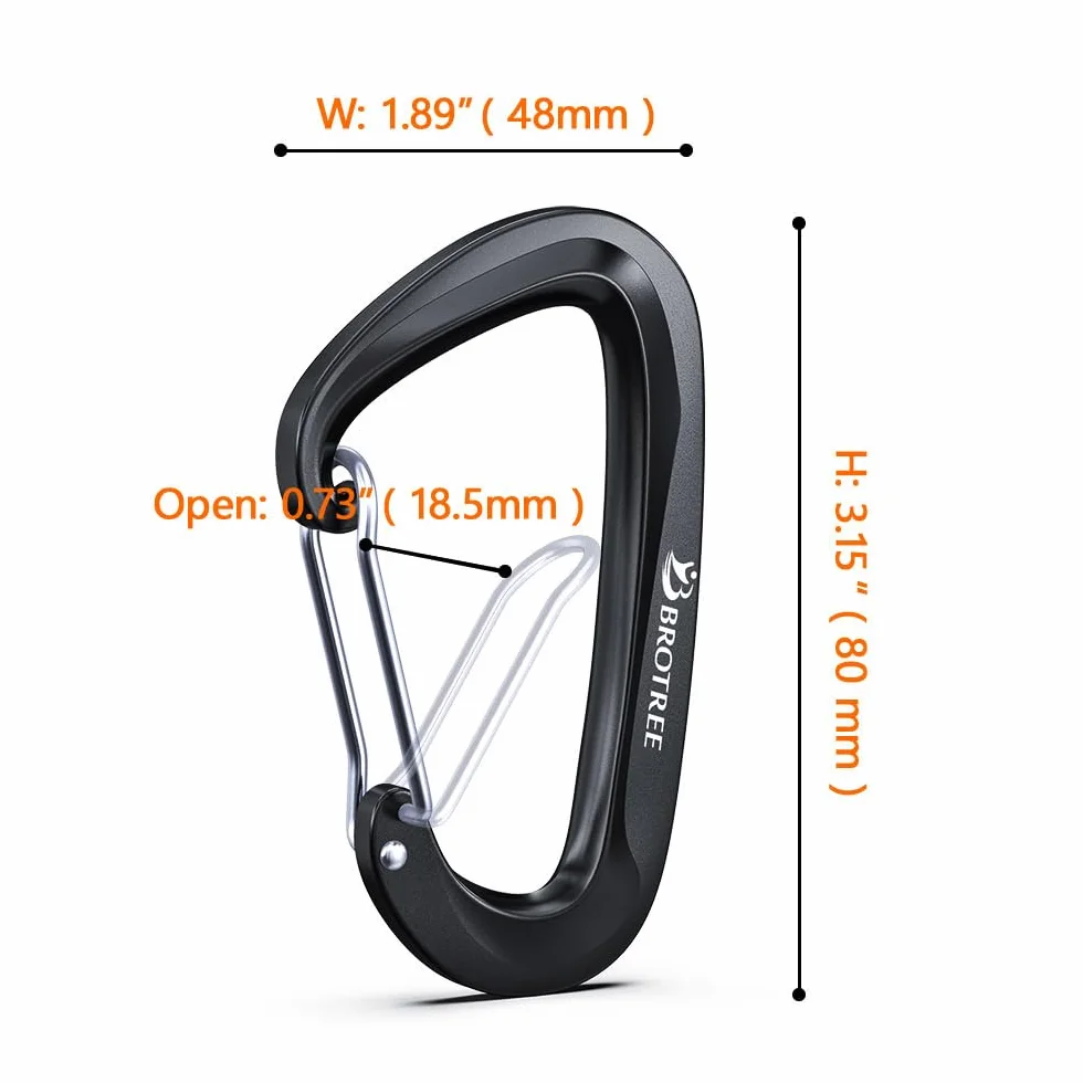 Brotree Mousqueton Aluminium 12KN 8cm Forme D Léger pour Balancoire Extérieur Hamac Camping
