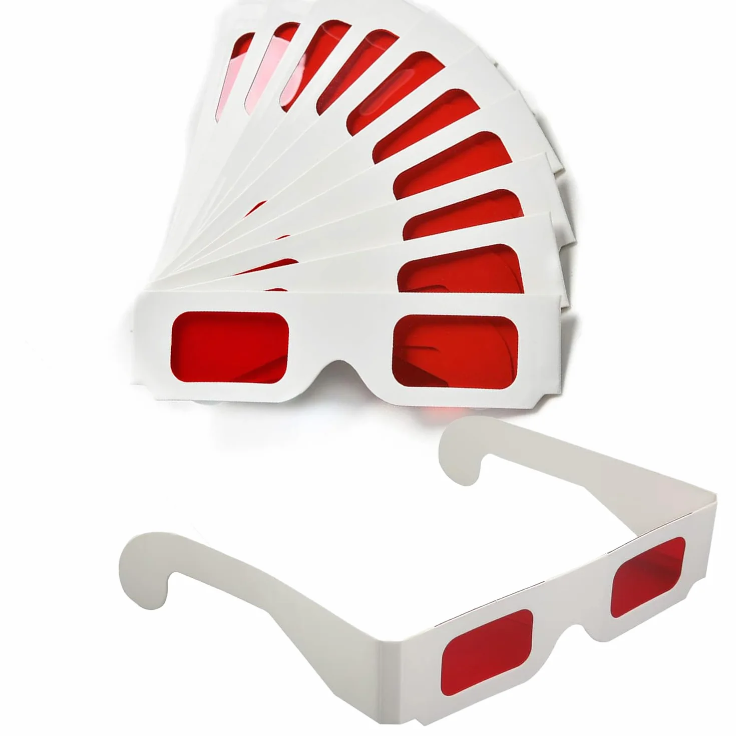 Lot de 20 lunettes 3D rouges en papier rouge pour film 3D Secret Reveal - Verres rouges 3D - Lunettes de visualisation 3D