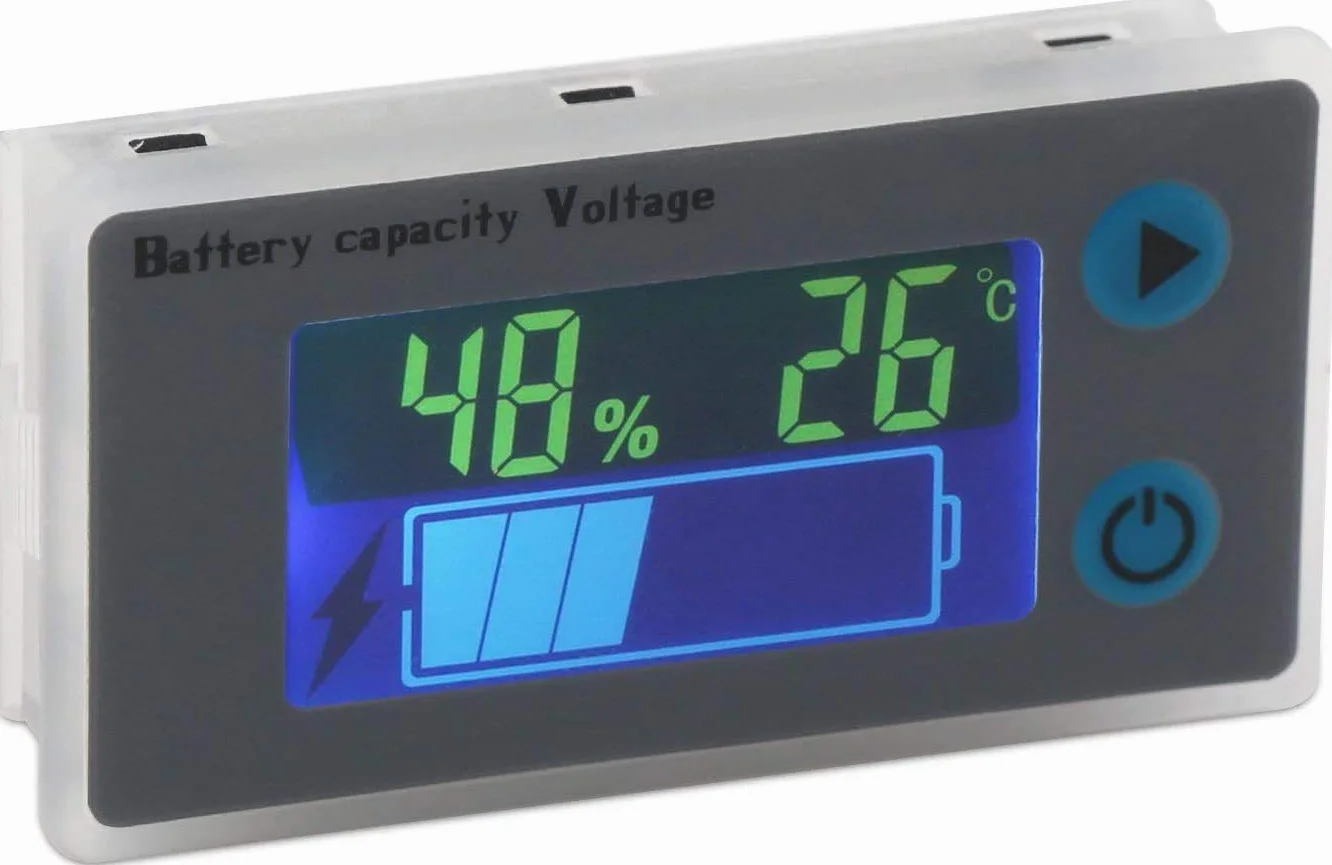 DollaTek 2PCS 10-100V Niveau de batterie Programmable Tension Indicateur de température Jauge 12V 24V 36V 48V Affichage LCD Indicateur de pourcentage Testeur