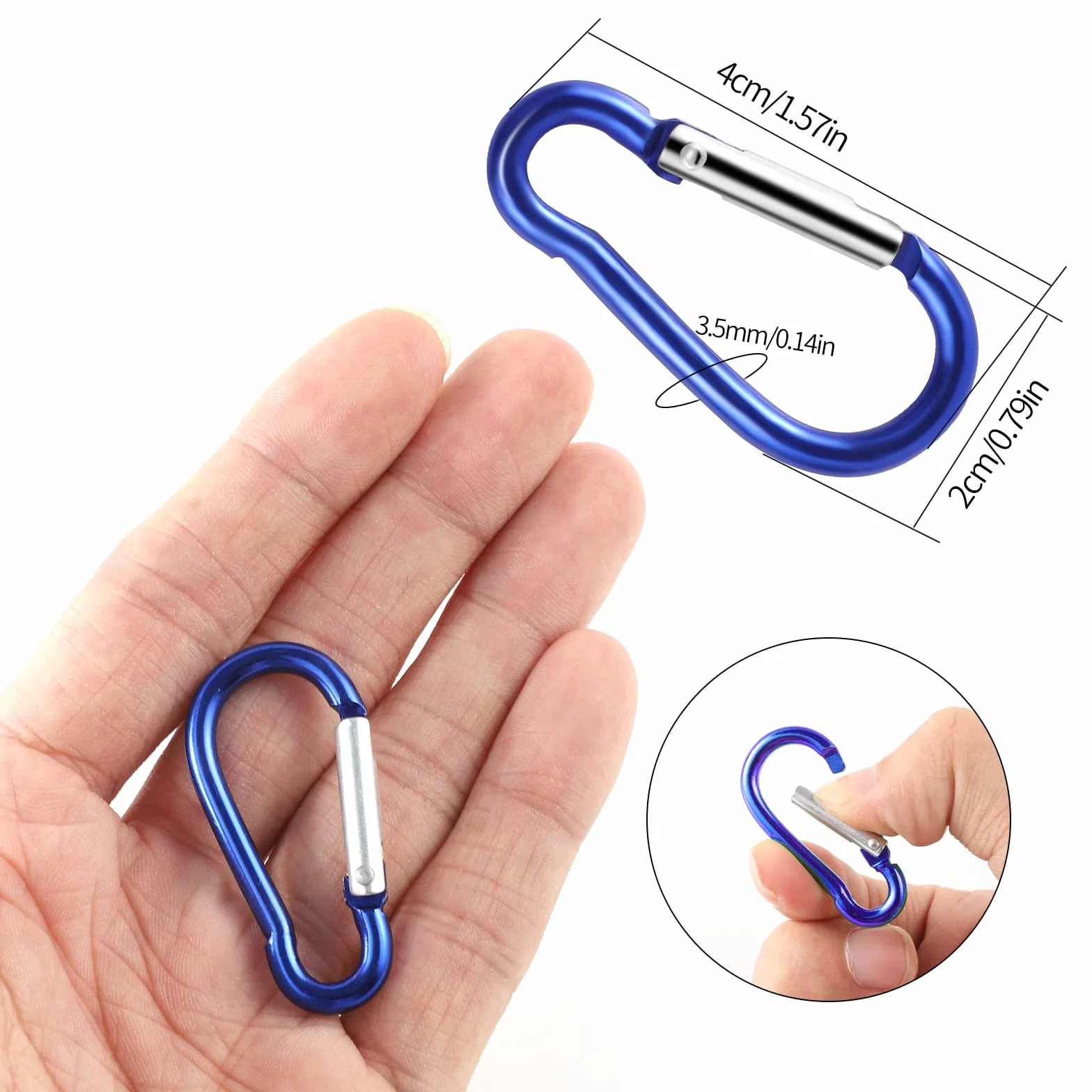 Mousqueton Aluminium 3,5 x 40mm Fixation Camping Randonnée Sac à Dos