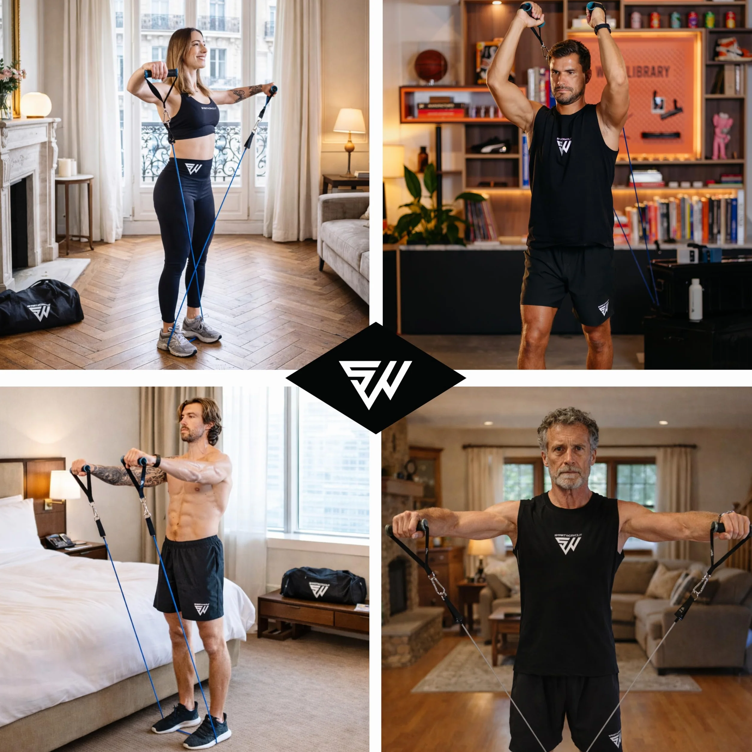 Kit d’Élastiques de Musculation 7 Bandes de Résistance Ajustable 5-120 kg avec Poignées, Sangles de Cheville, Ancrage de Porte