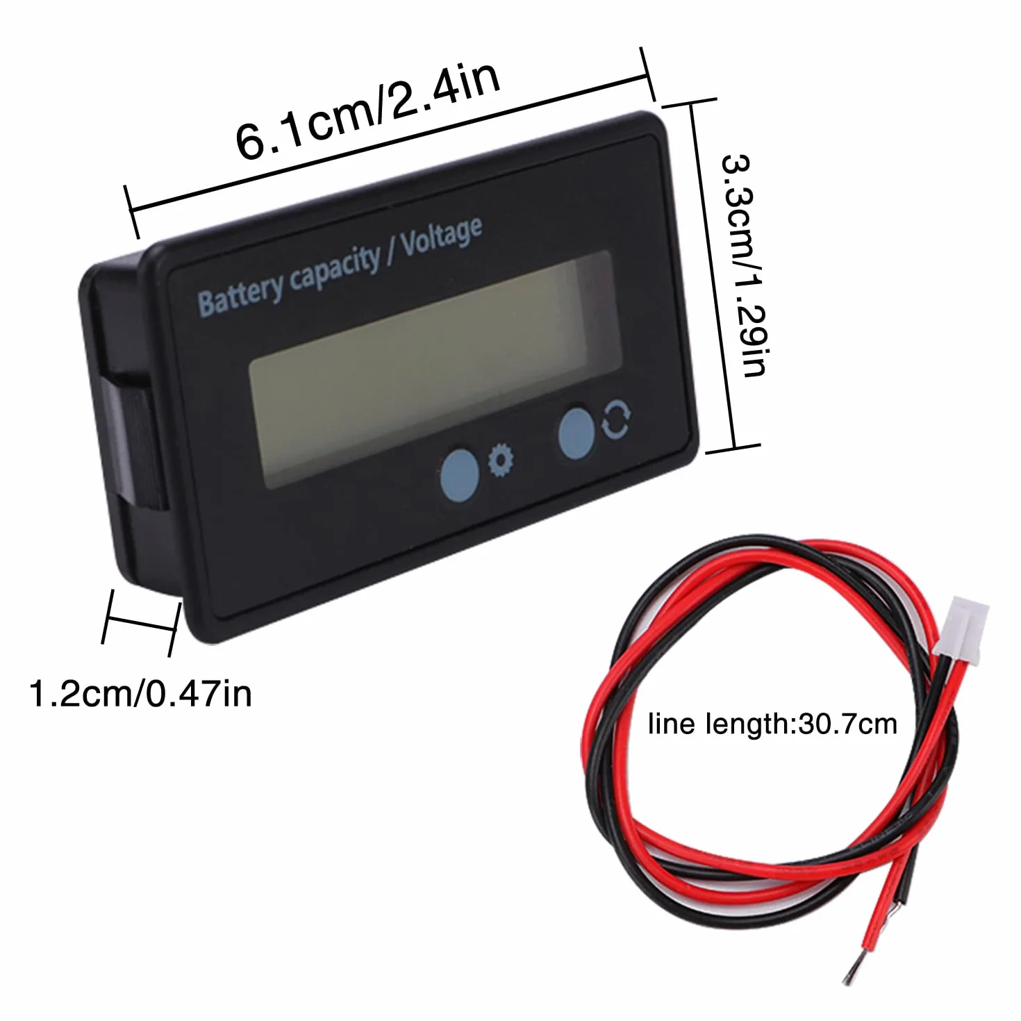 VooGenzek Compteur de Batterie CC, Moniteur de Voltmètre Capacité, Indicateur Batterie Plomb, Écran LCD DC 12V 24V 36V 48V
