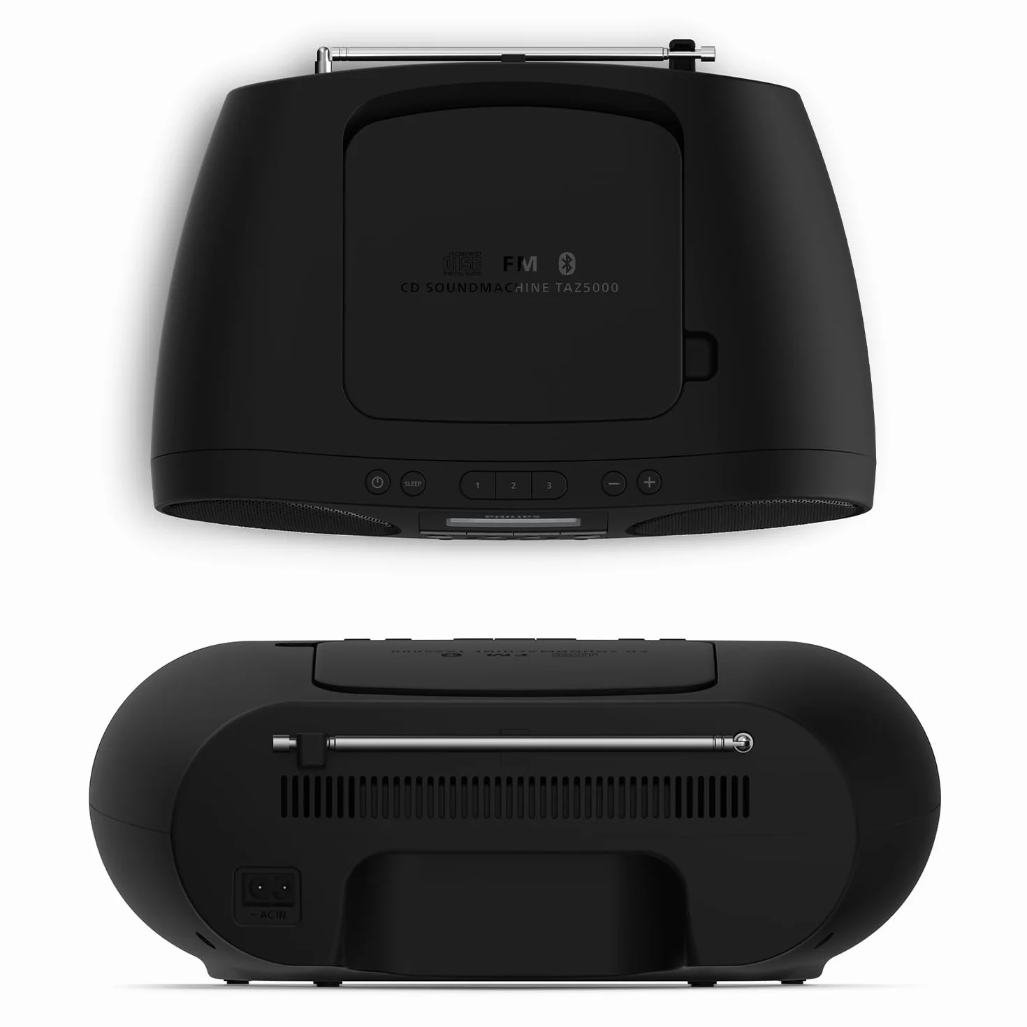 Philips TAZ5000 Lecteur CD Radio FM Bluetooth 5.4 USB Batterie Alimentation CA Amplification Dynamique des Basses Prise Casque 3,5 mm