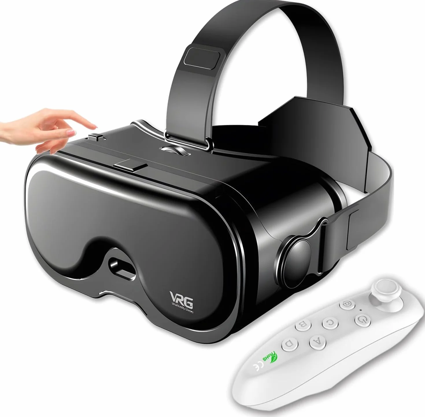 Casque Réalité Virtuelle VR Smartphone avec Manette - Lunettes 3D Ajustables Myopie 0-700° Anti-Lumière Bleue Compatible Android iOS 5-7"