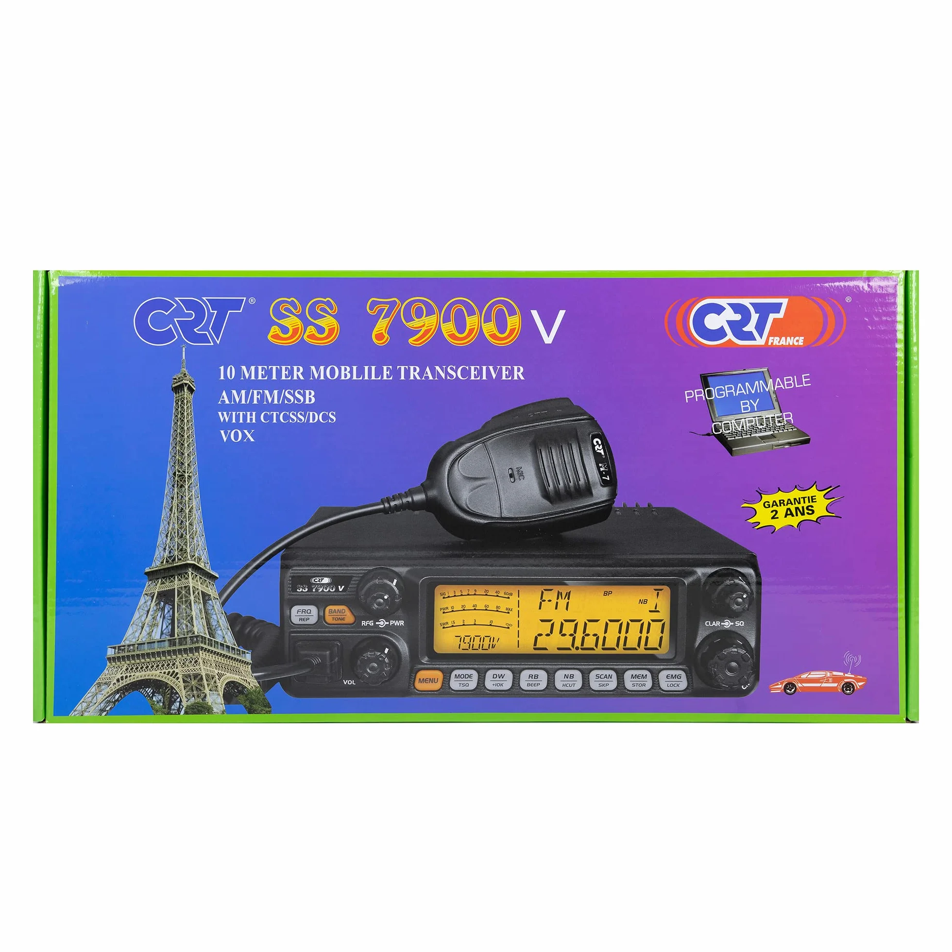 Radioamateurs CRT SS 7900 V Turbo CB SSB AM FM 28-29.7Mhz 12V CTCSS DCS programmable