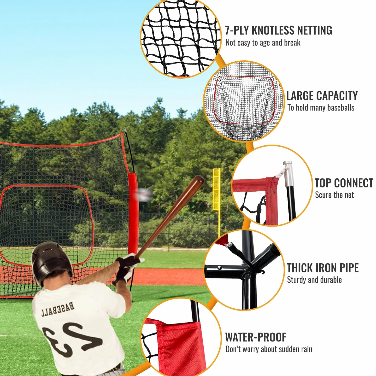 Filet de Frappe d'entraînement pour Baseball et Softball avec Zone de Frappe, Tee, Portable