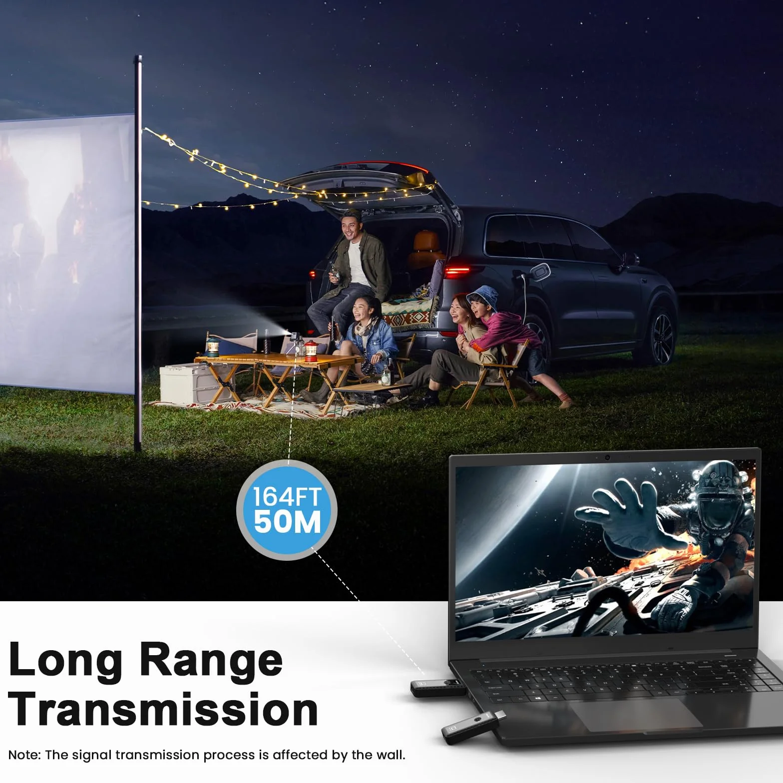 PWAYTEK Émetteur et Récepteur HDMI sans Fil décodeur 4K, Sortie 1080p, Double Bande 2,4G/5G, portée 50m, Compatible PC Portable TV projecteur, Plug & Play sans Application (Noir)