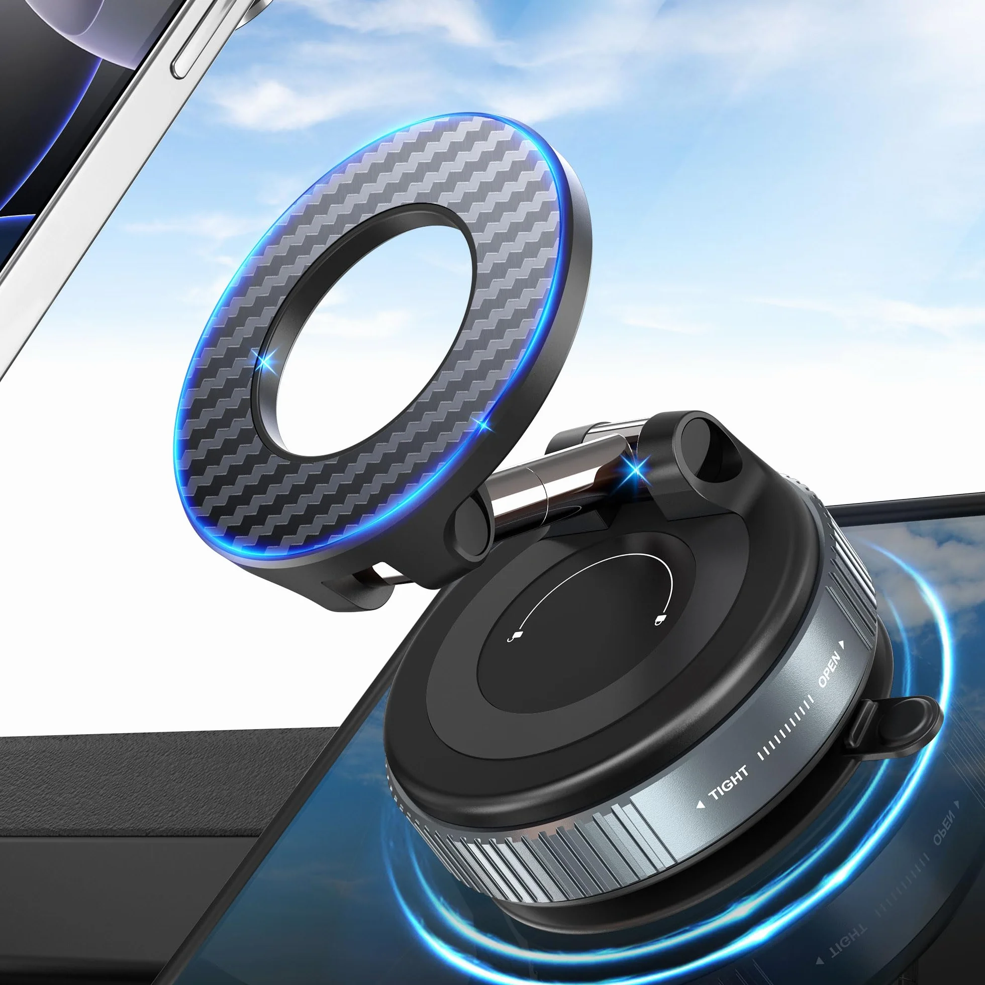 Support Téléphone Voiture Ventouse Puissante Magnétique Rotation 360° Fixation Ultra-Stable Compatible iPhone 17/16/15/14/13/12 Pro/Pro Max