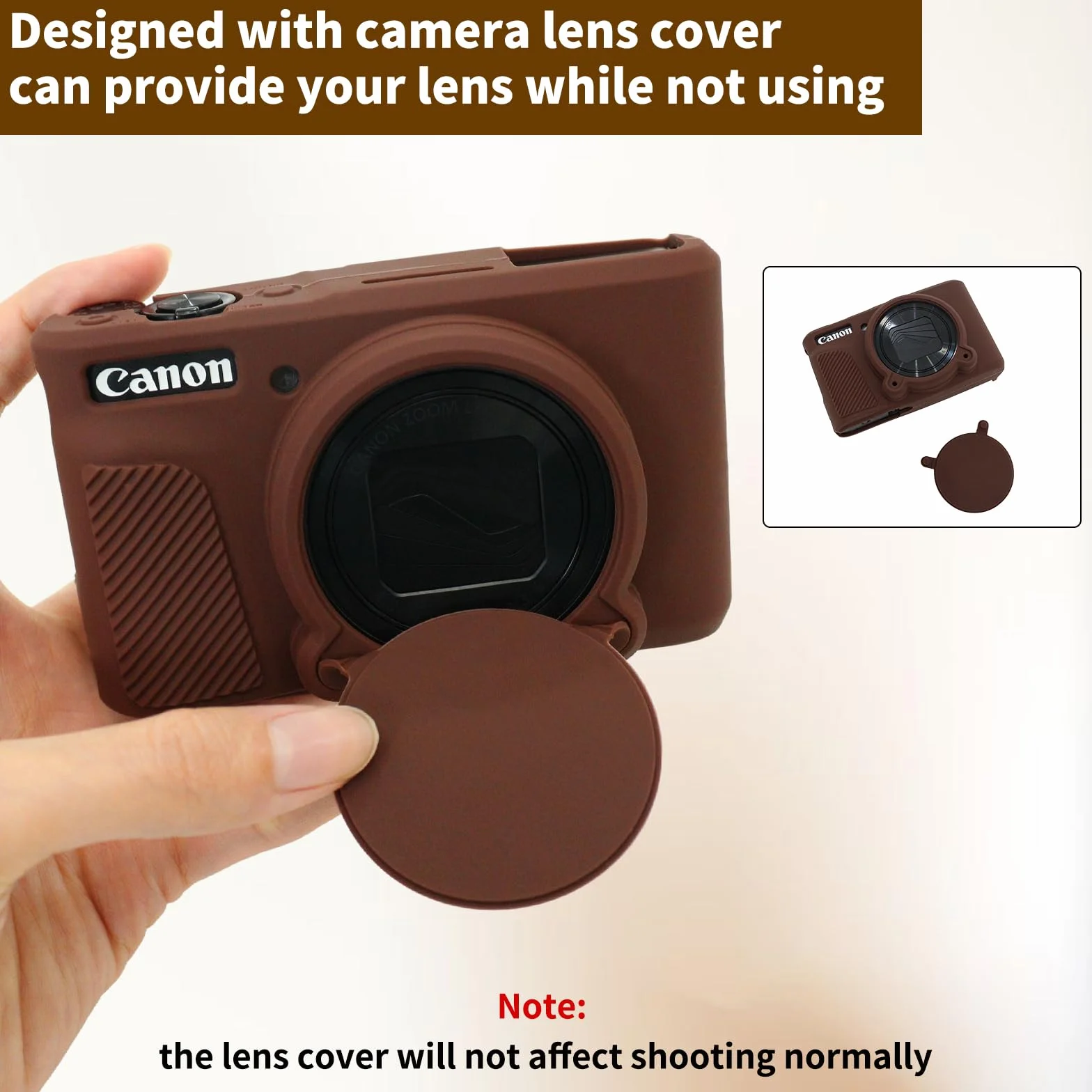 MUZIRI KINOKOO Étui en silicone compatible avec appareil photo numérique Canon Powershot SX740/SX730 HS - Housse de protection en caoutchouc souple avec couvercle d'objectif amovible - Antidérapant et