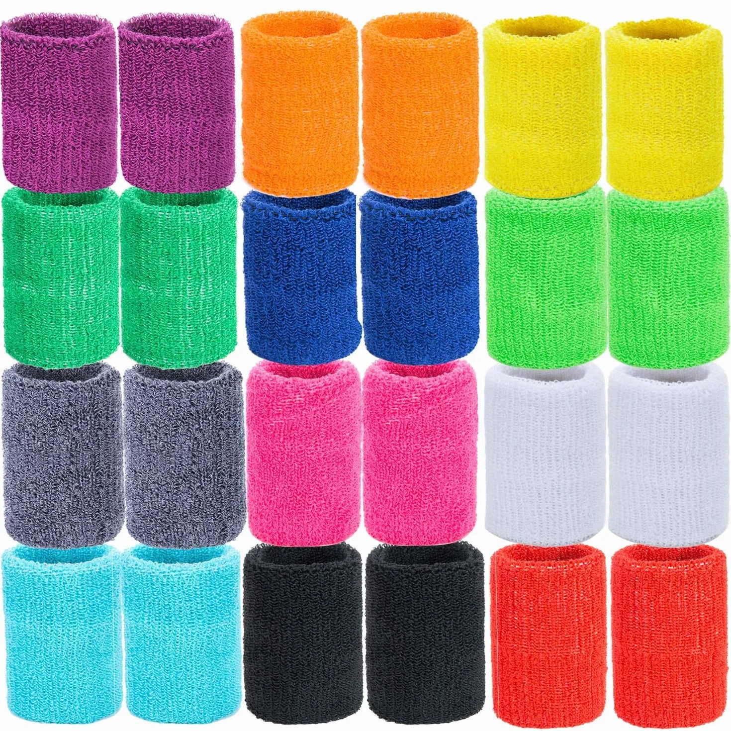 Czemo 24 Pièces Bandeau de Transpiration en Sport Poignet éponge Antisudation pour Hommes Femmes Enfants