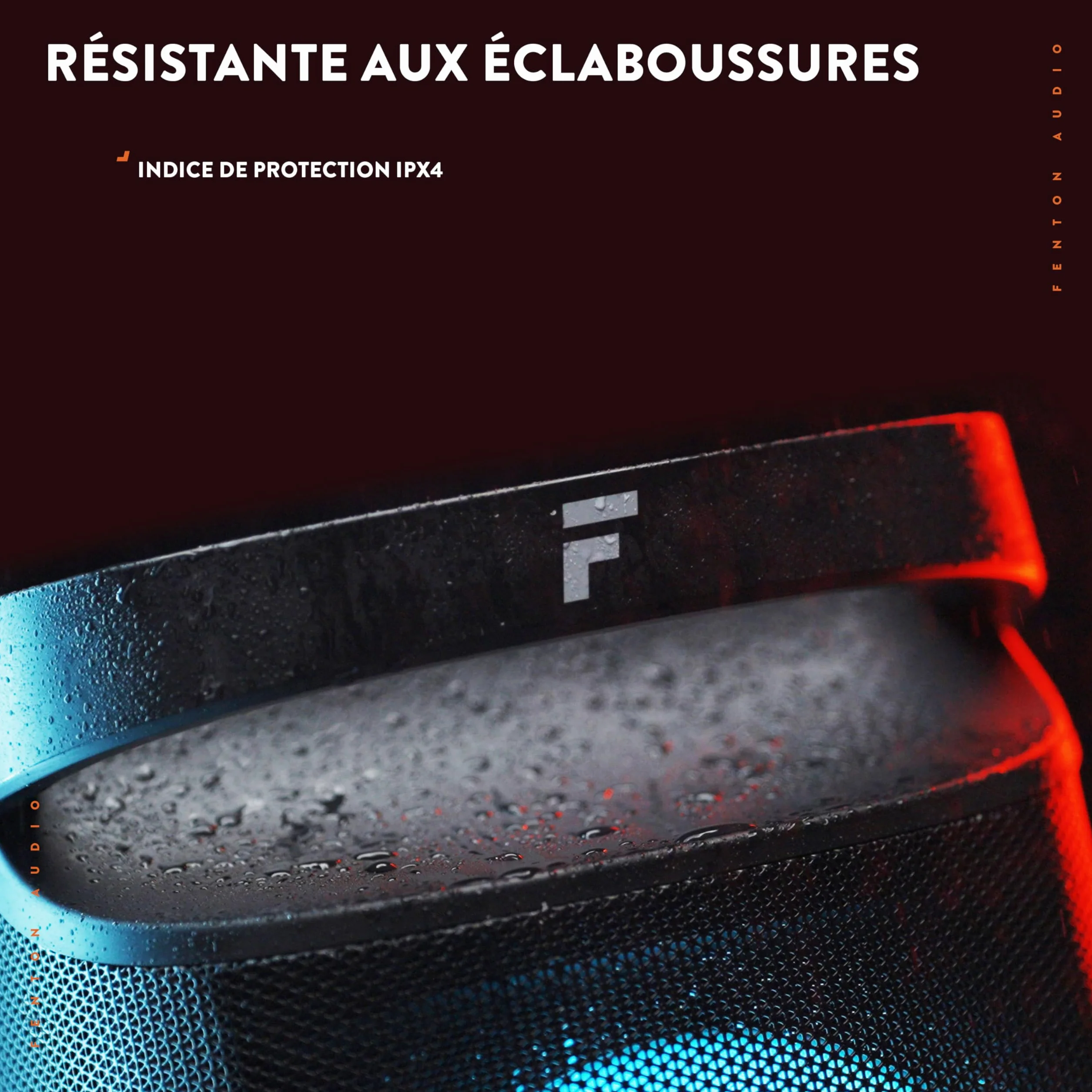 Fenton Pulse130 Enceinte de Soirée Lumineuse Bluetooth - 260 Watts, Batterie Longue Autonomie 12H, Résistance aux Éclaboussures IPX4, Idéale pour Toutes Vos Soirées en Intérieur ou Exterieur
