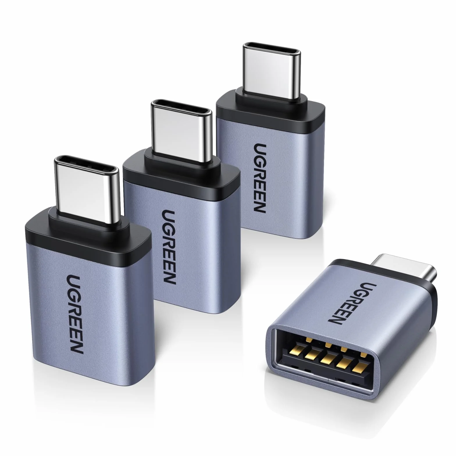 UGREEN Adaptateur USB C vers USB A 3.2 10Gbps OTG Lot de 4 Type-C Mâle vers Type-A Femelle Compatible iPhone 17 Pro Max Air 16 15 MacBook Air iMac iPad Galaxy Tab S9 S25