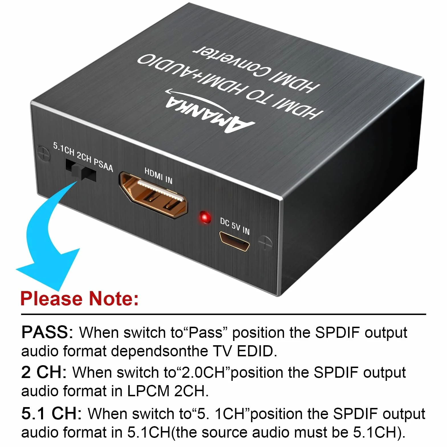 AMANKA HDMI Audio Extractor 4Kx2K, Convertisseur HDMI Optique HDMI pour Xbox PS4 Blu-Ray 3D Aluminum