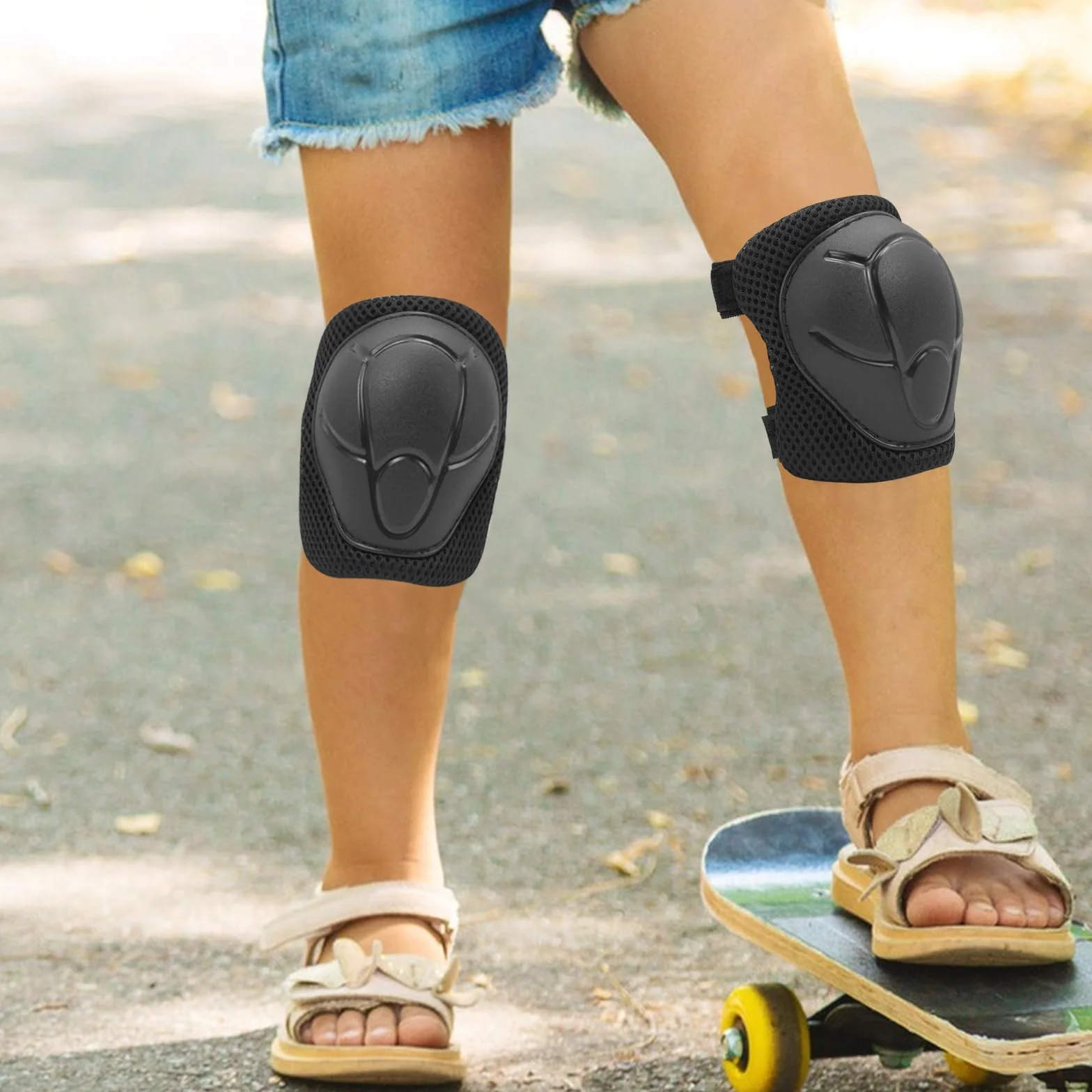 Protection Velo Enfant 3 ans Genouillères pour Enfants Ensemble de Protection Patins à Roulettes Coudières Protège-Poignets Noir