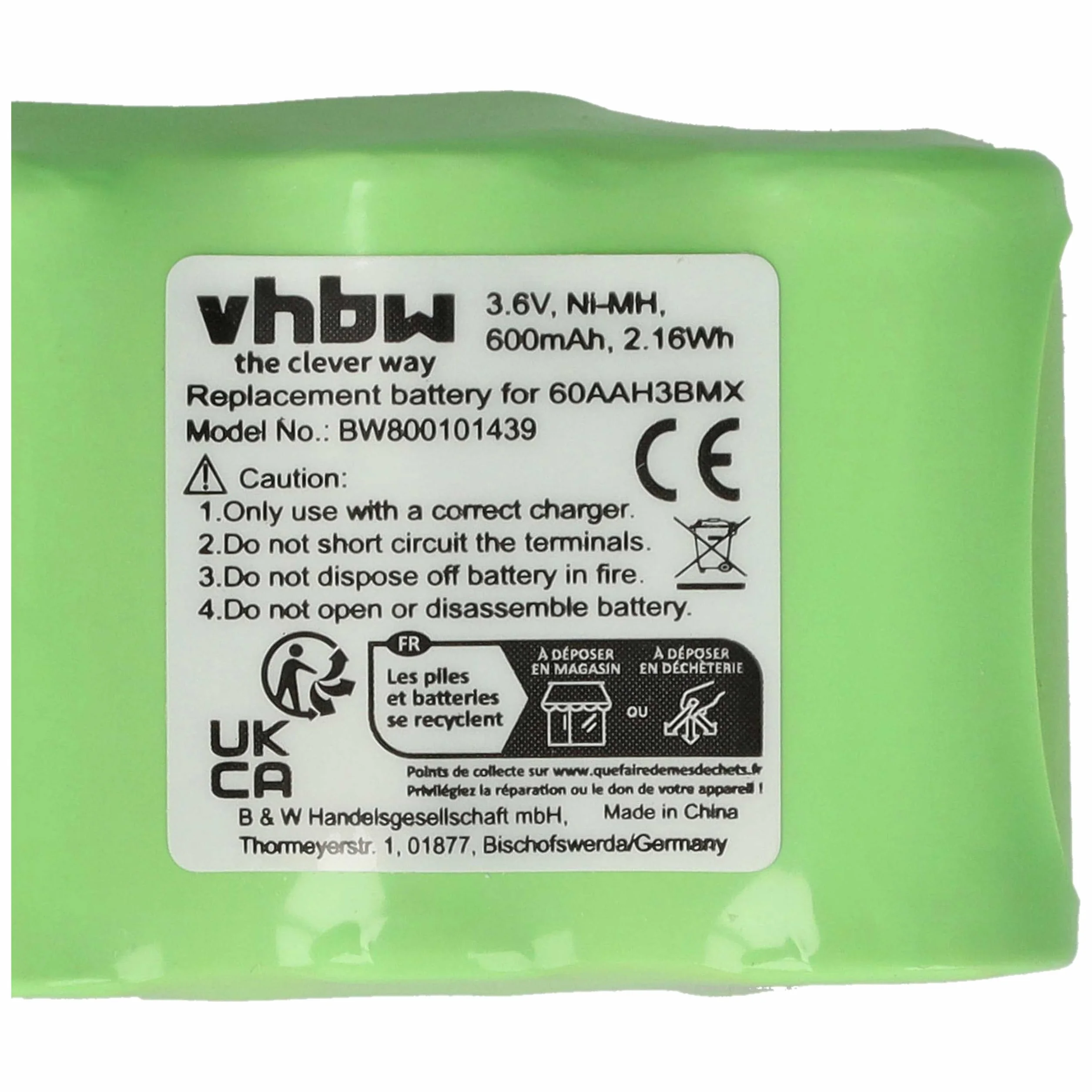vhbw 1x Batterie Compatible avec Ascom Adesso téléphone Fixe sans Fil (600mAh, 3,6V, NiMH) - Remplacement pour 60AAH3BMX, HSC22, V30145-K1310-X147, C39453-Z5-C193