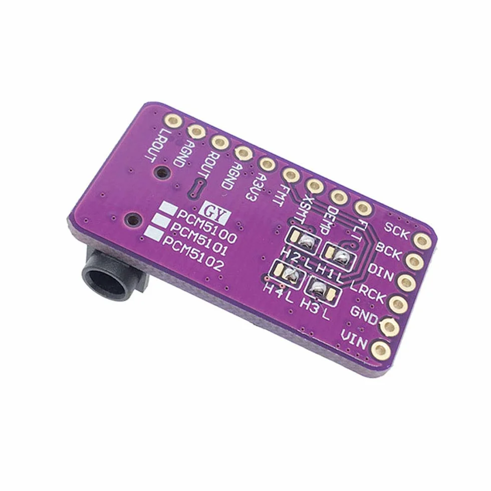 PCM5102 Module de décodeur DAC Interface I2S GY-PCM5102 Carte de lecteur au format PHAT Convertisseur numérique-analogique Module vocal pour Arduino avec câble audio 3,5 mm, câble Jumper