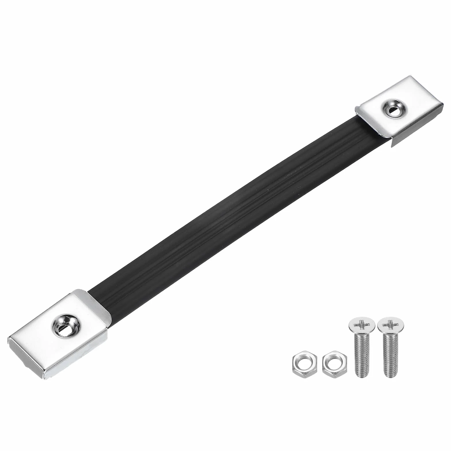 PATIKIL Poignée de Remplacement 9,5 Pouces, Poignée de Sangle en Caoutchouc pour Enceintes d'Amplificateurs avec Embouts Métalliques et Accessoires de Fixation, Ton Argenté