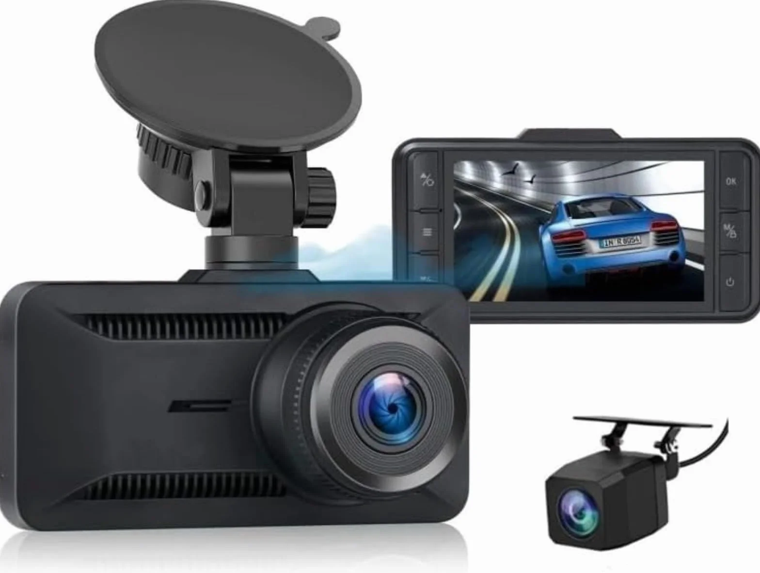 Oryzom Dashcam 4K Pro Enregistrement Ultra HD caméras Avant/arrière Capteur G WDR Vision Nocturne Surveillance 24h/24 1080P 32Go