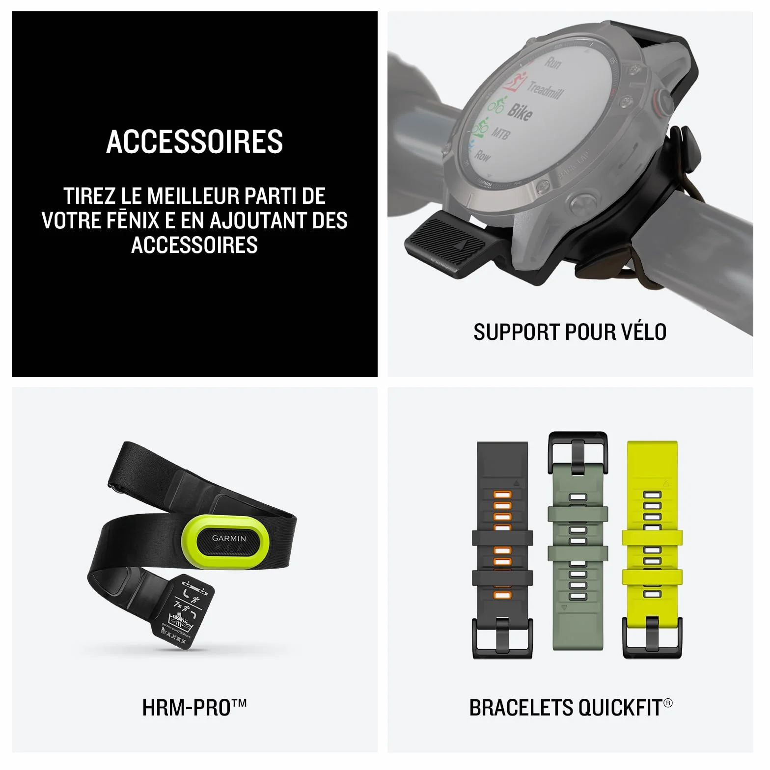 Garmin fēnix® E - Montre GPS Multisports AMOLED – Acier Gray avec Bracelet Noir