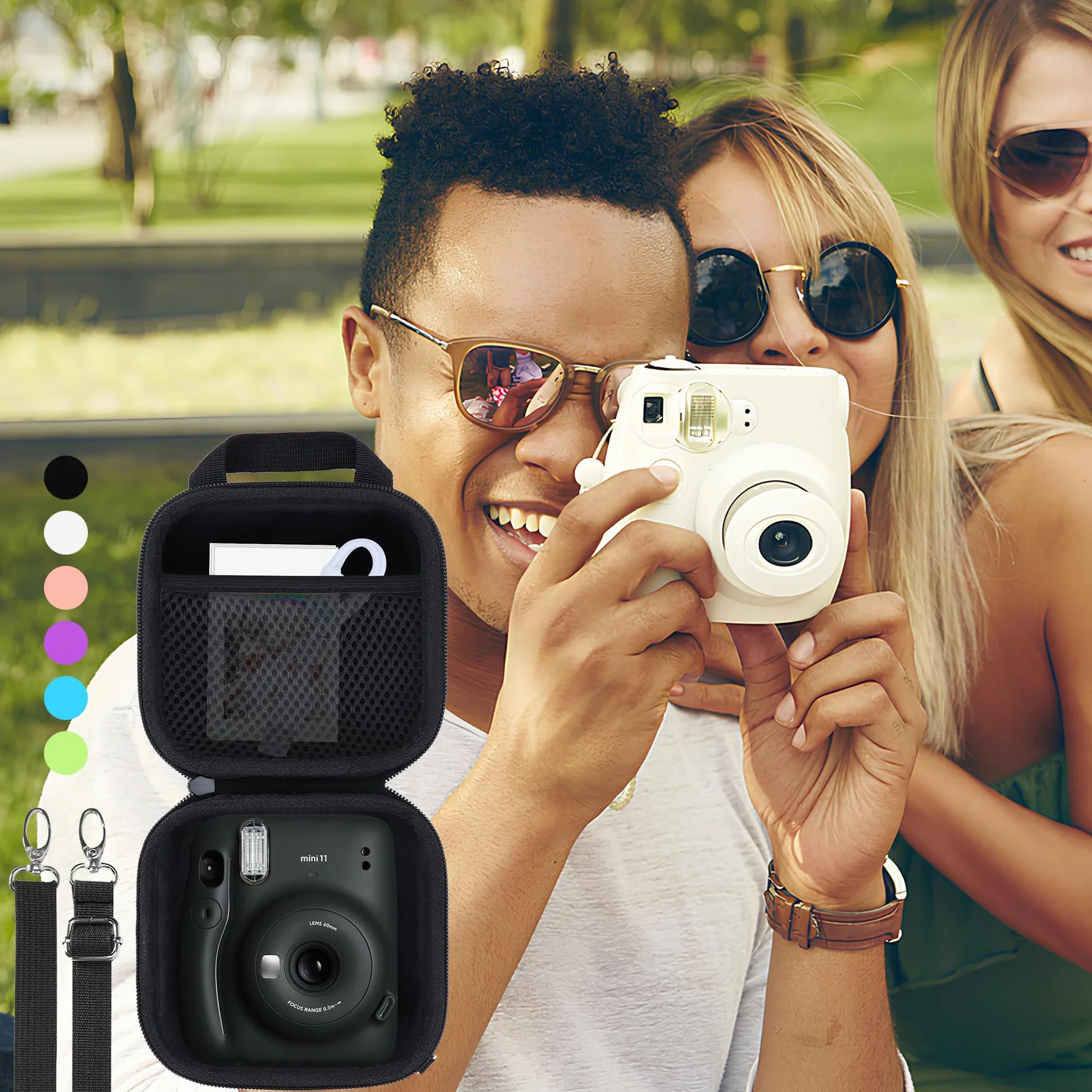 Étui de Protection pour Fujifilm INSTAX Mini 12/11/13 Appareil Photo Instantané Rose